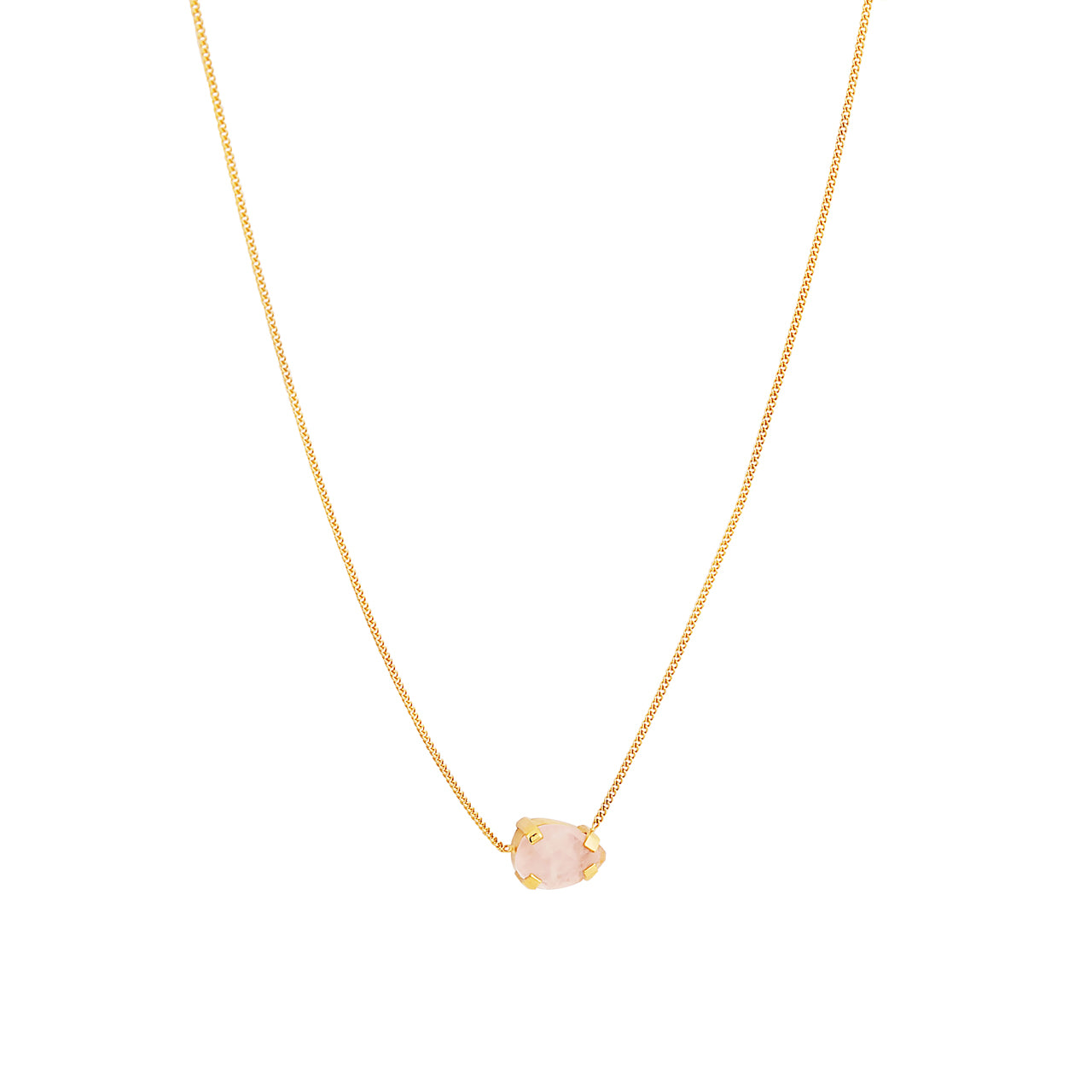 goldplated milestone necklace with rose quartz