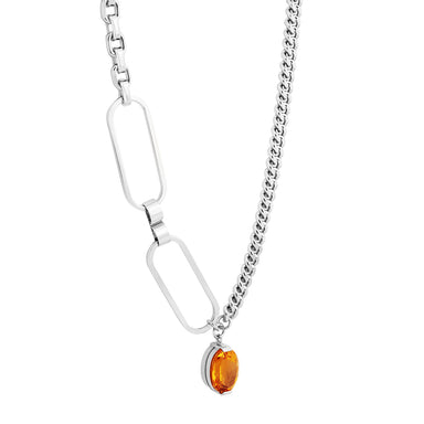 silver scale necklace with citrine