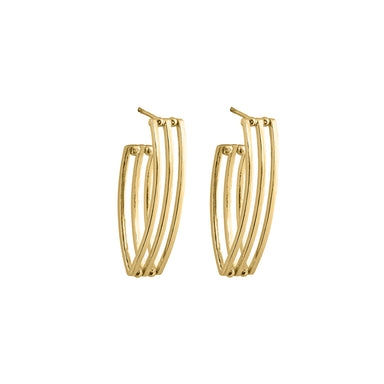 gold open grid hoop earrings
