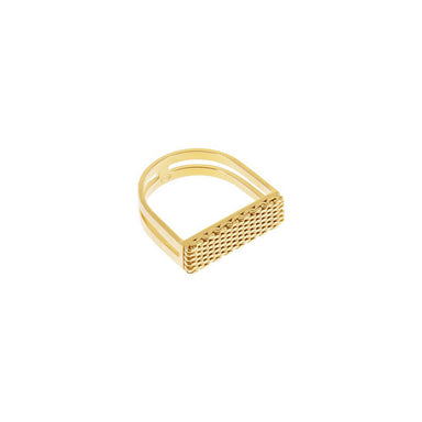 gold textured u-shape ring