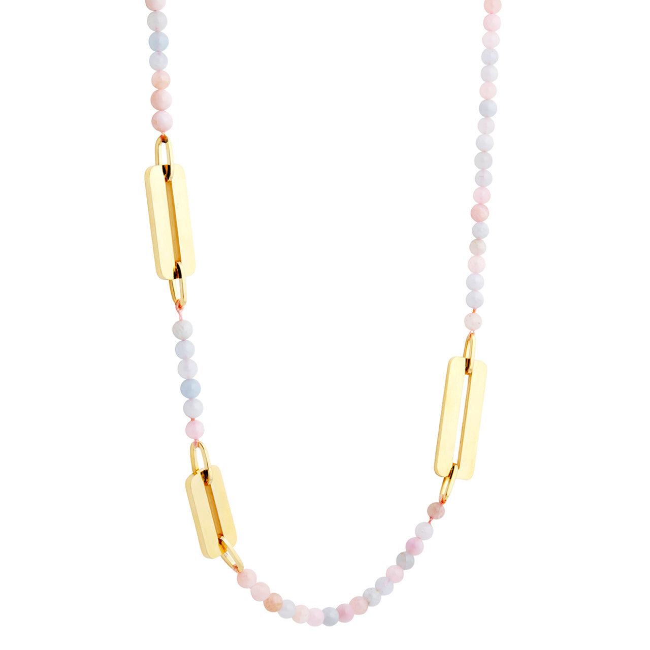 goldplated bracket necklace with morganite