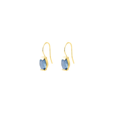 goldplated colon hook earrings with vintage blue stones