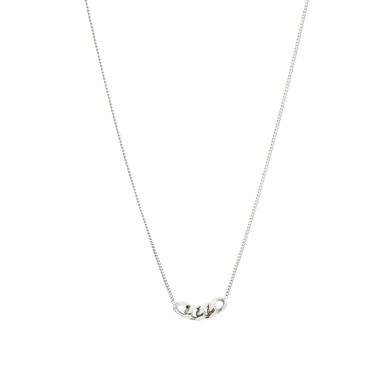 silver four link pendant necklace