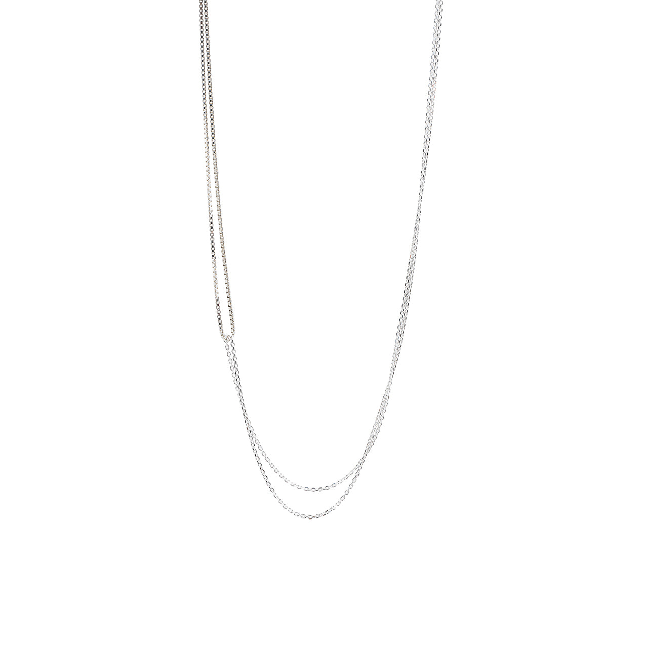 silver two looped chain necklace