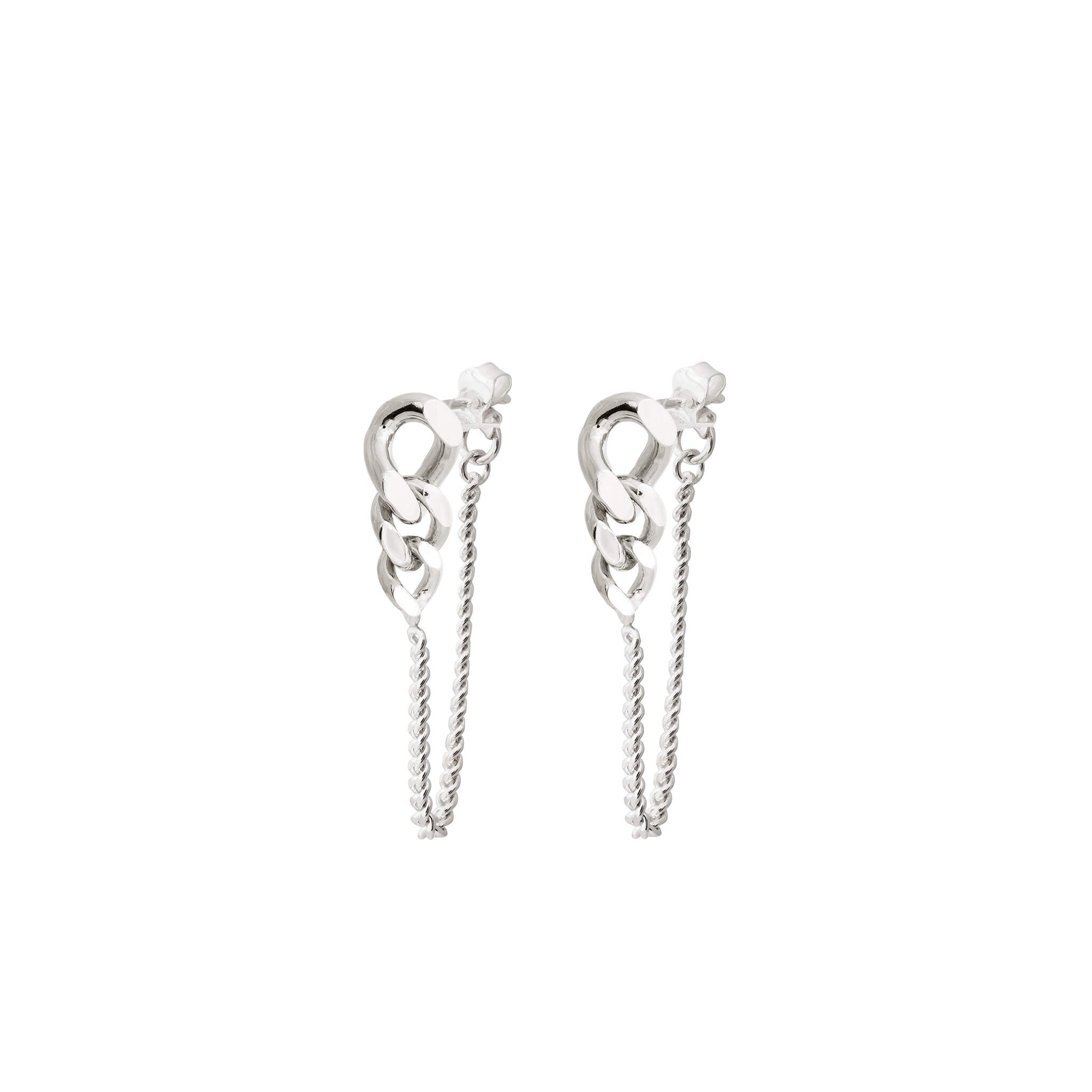 silver ice chain earrings