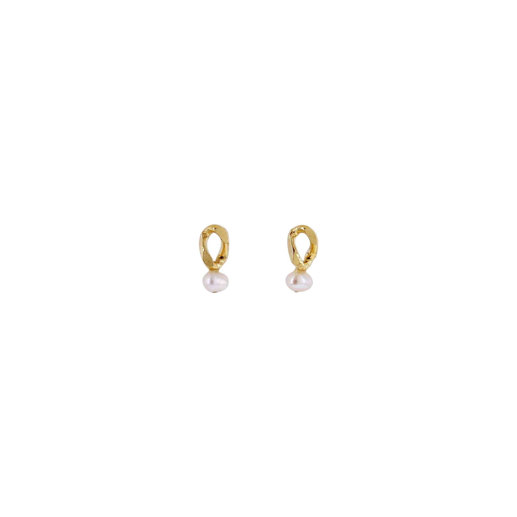 gold-plated small post pearl earrings