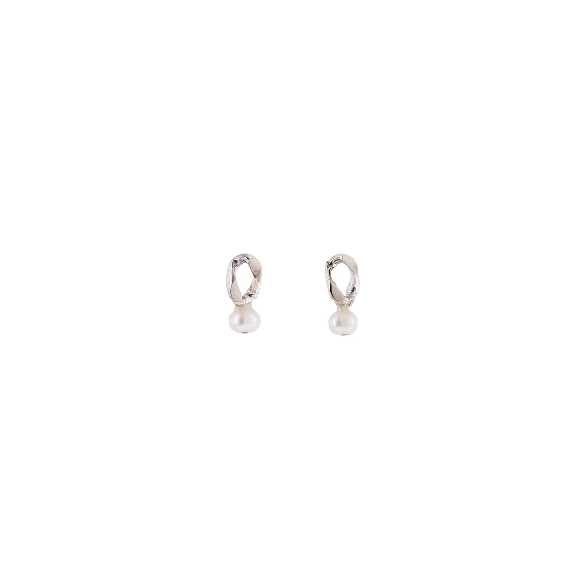 silver small post pearl earrings