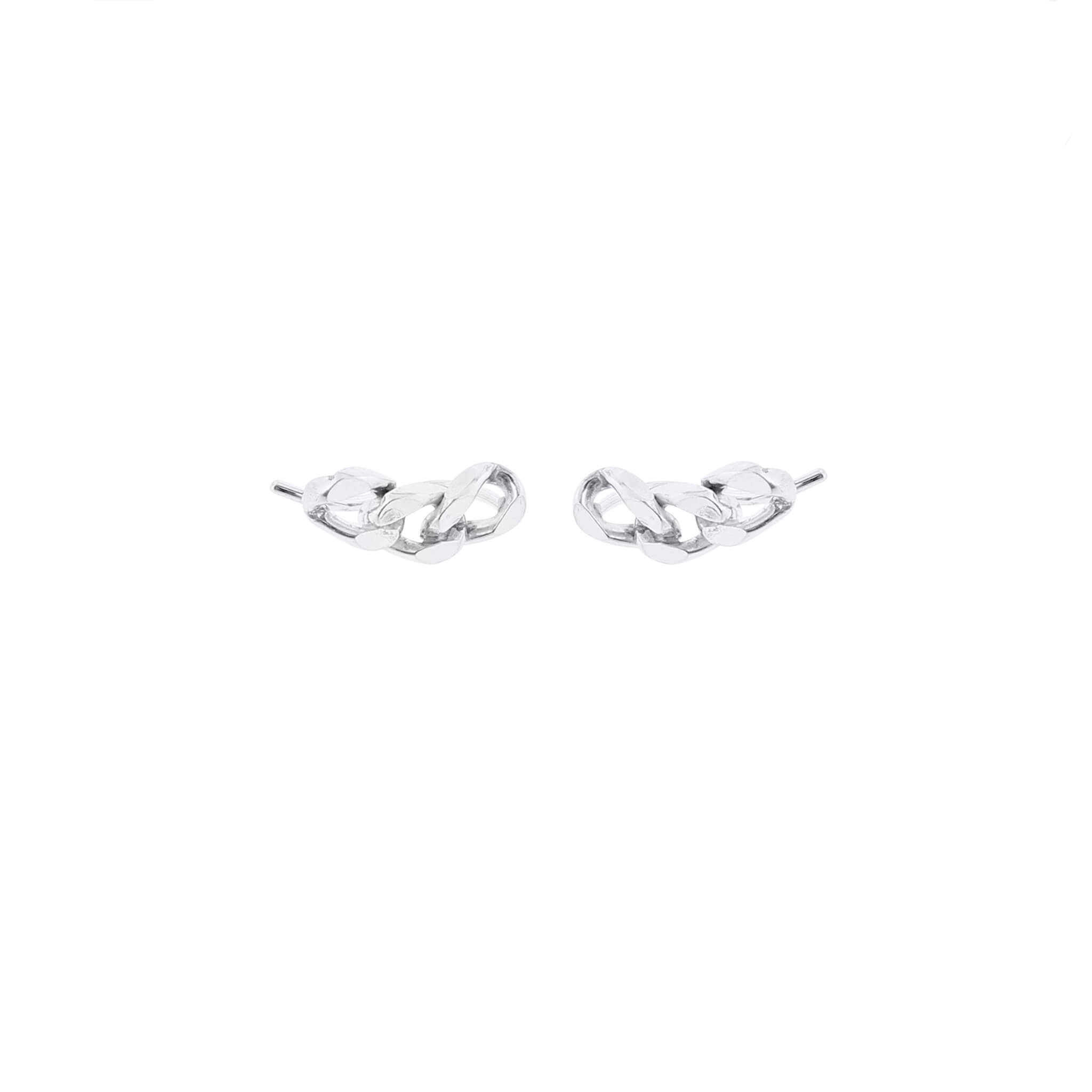 silver small post link earrings