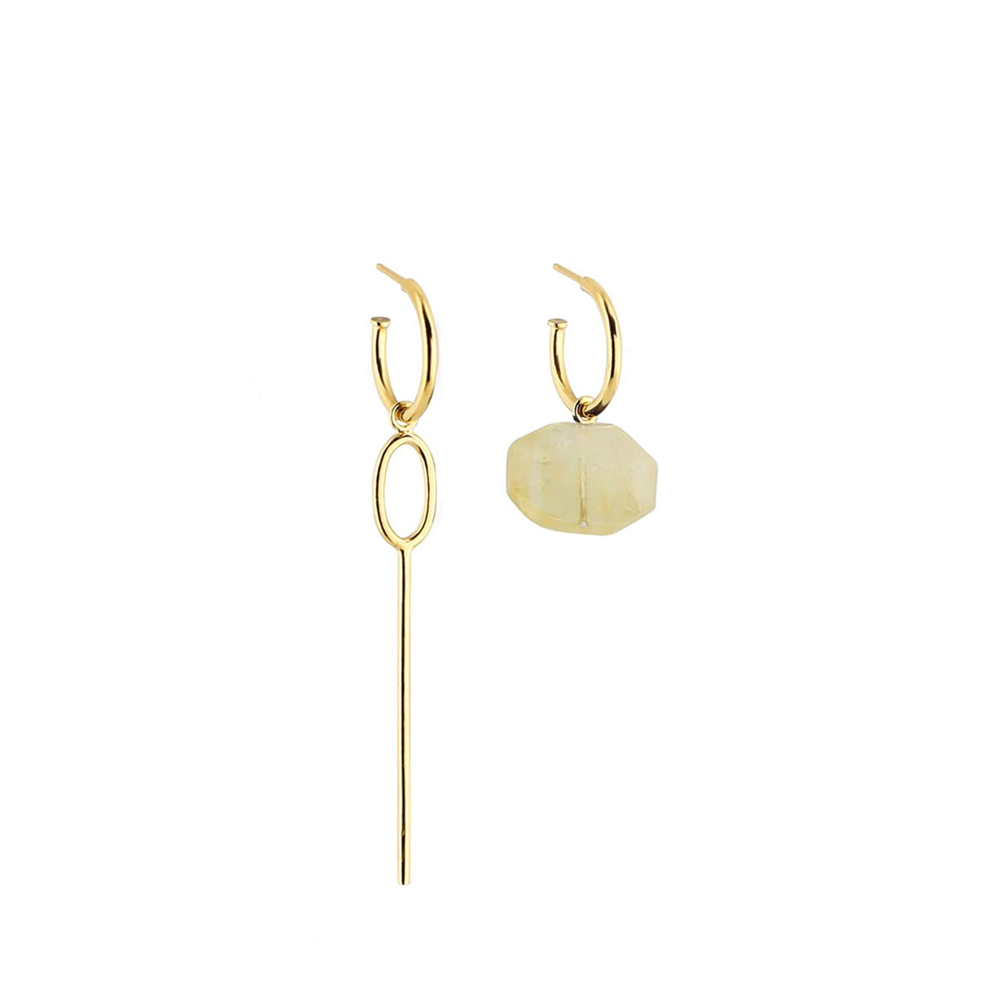 gold-plated asymmetric citrine hoop earrings