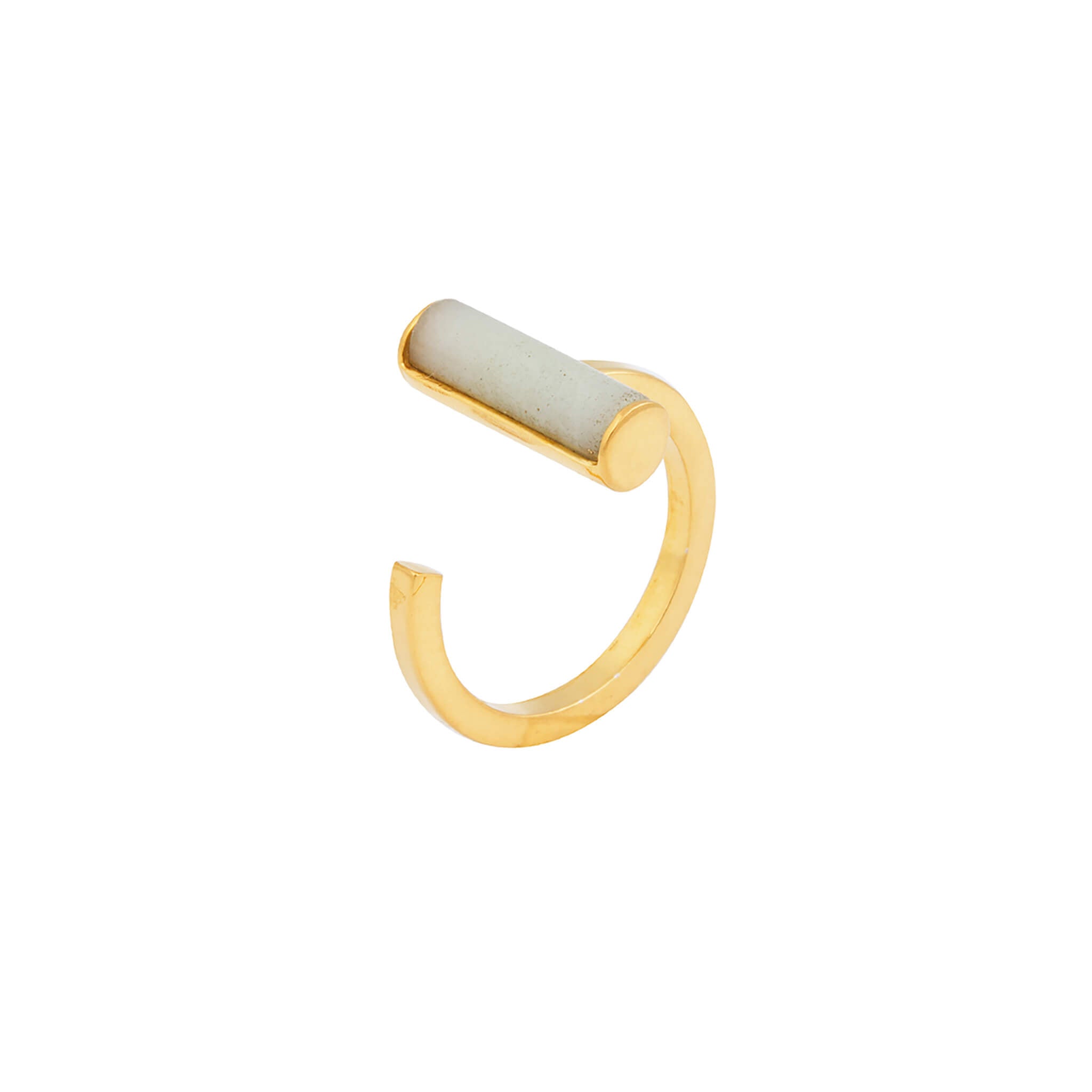 gold-plated open amazonite cylinder ring