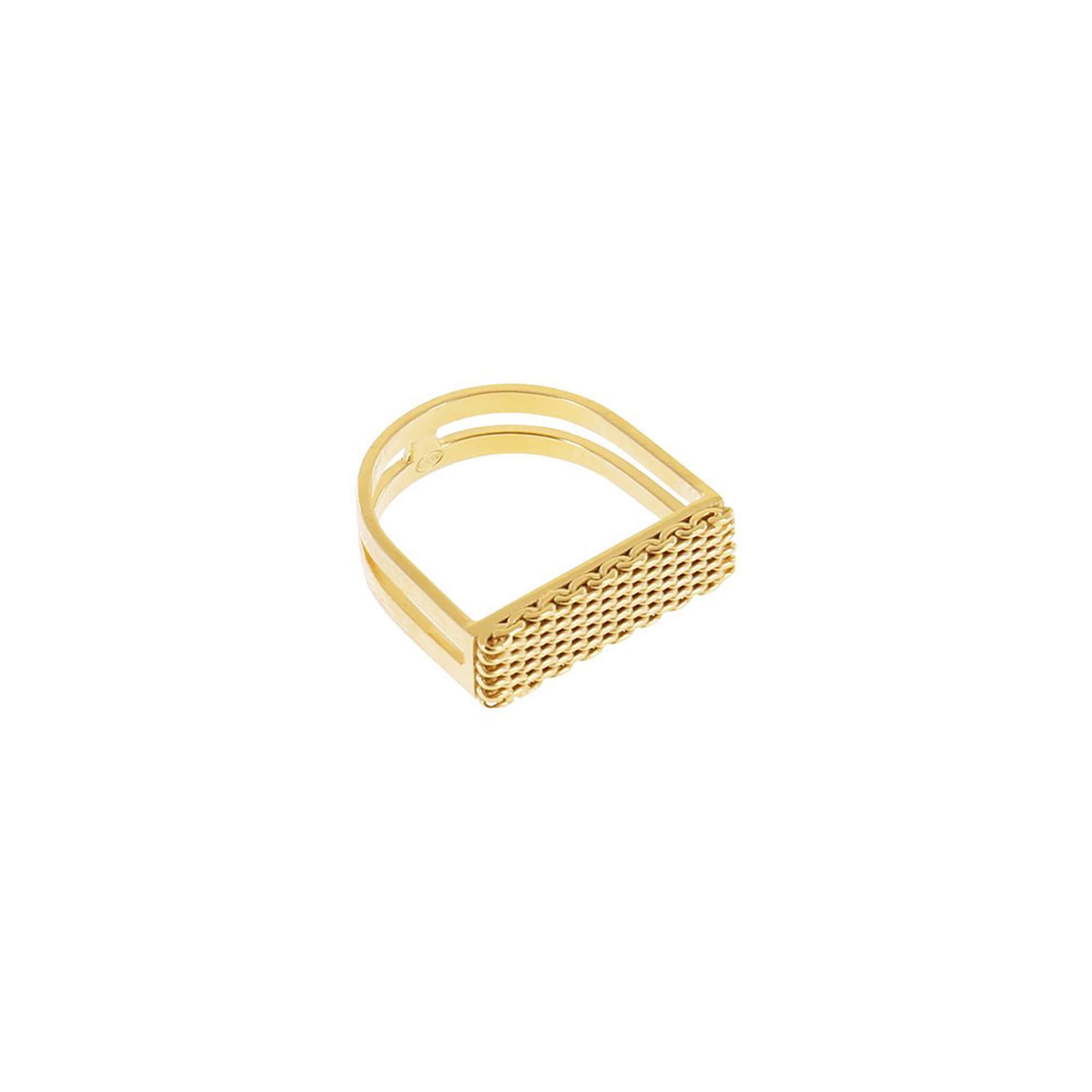 gold-plated textured u-shape ring