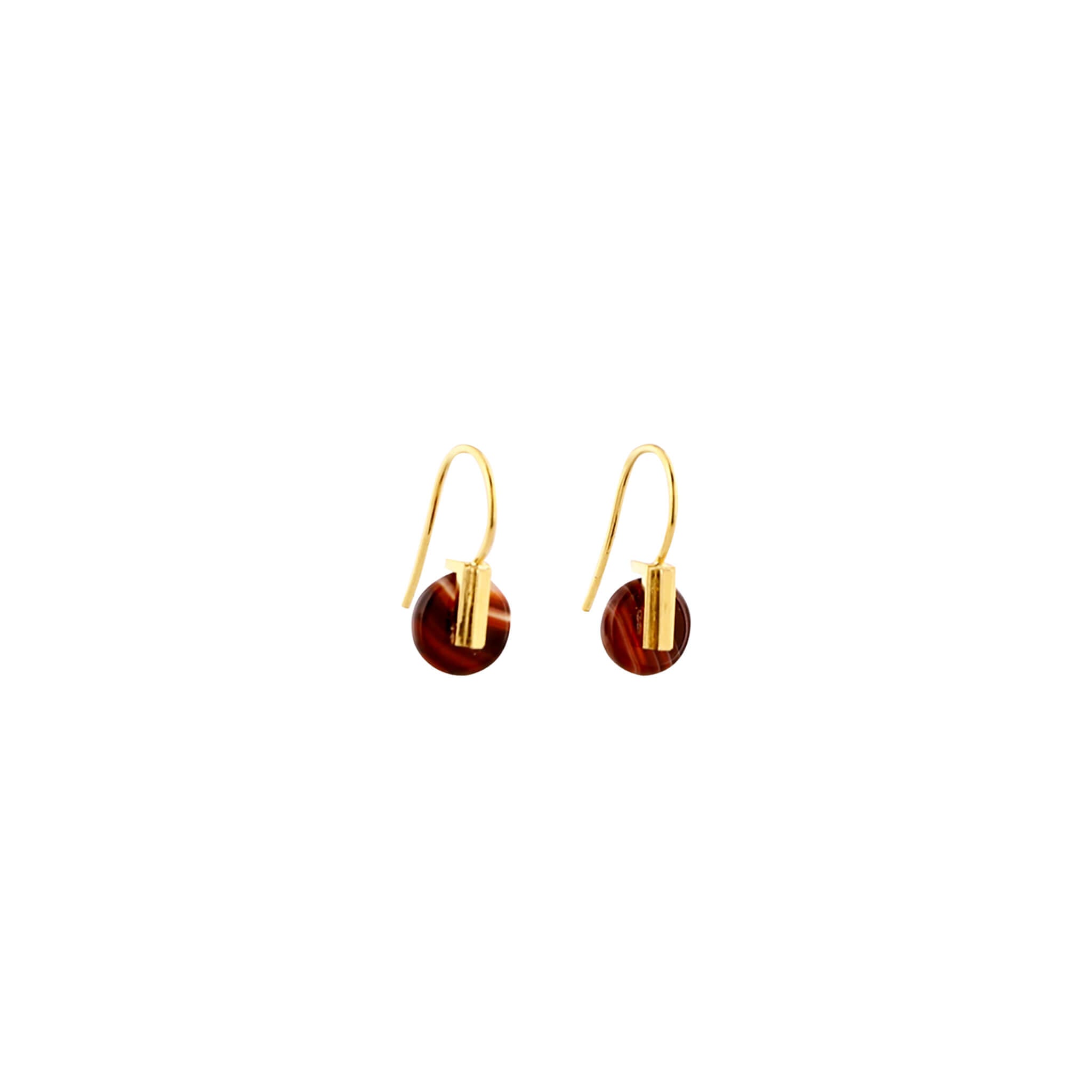 gold-plated carnelian agate hook earrings