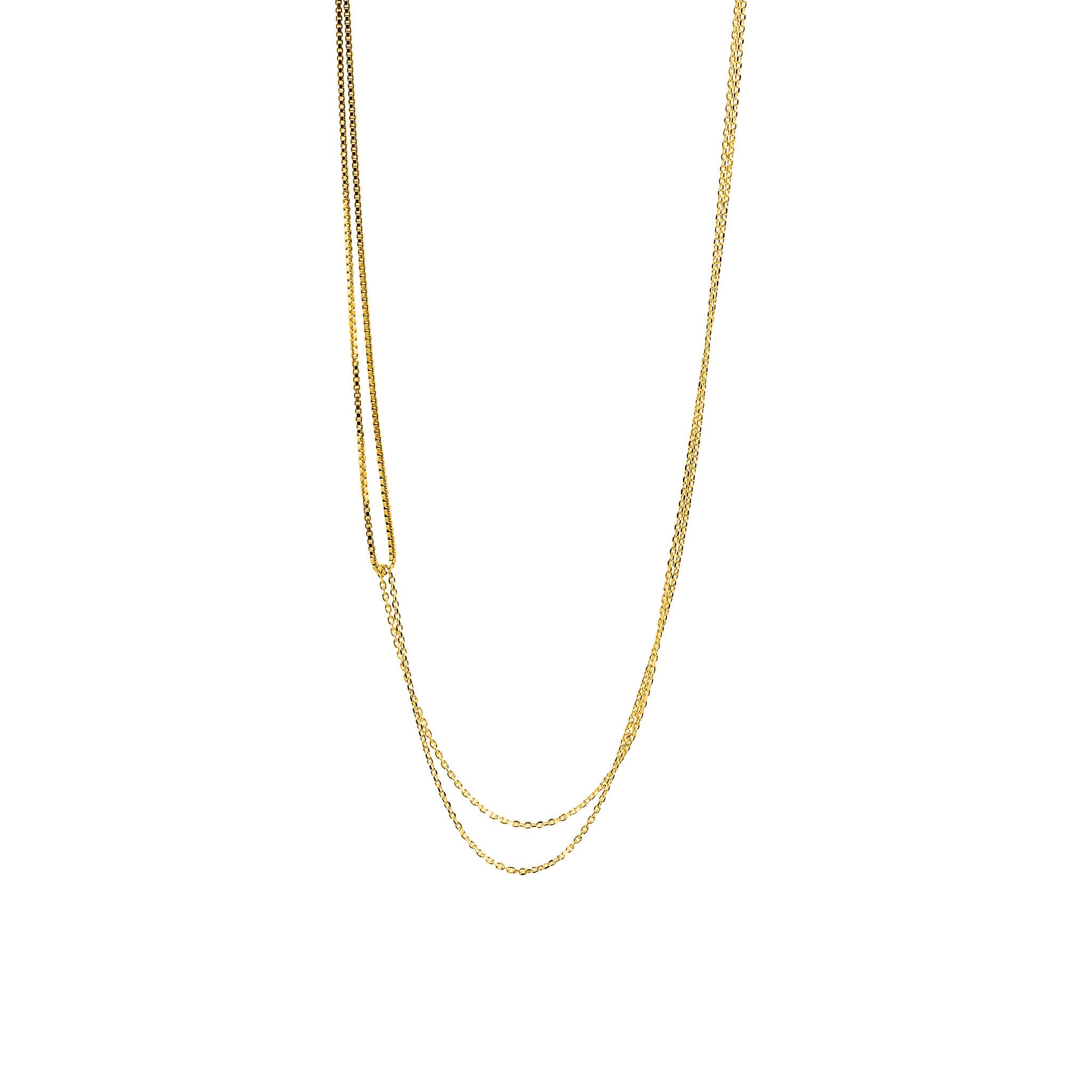 gold-plated two looped chain necklace