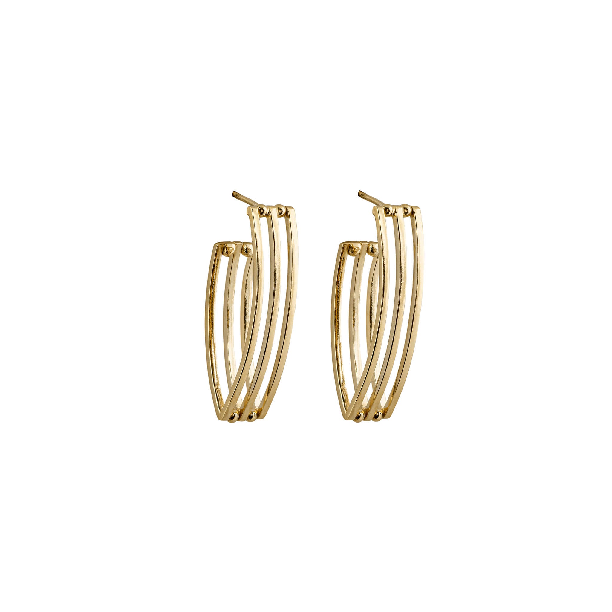 gold-plated open grid hoop earrings