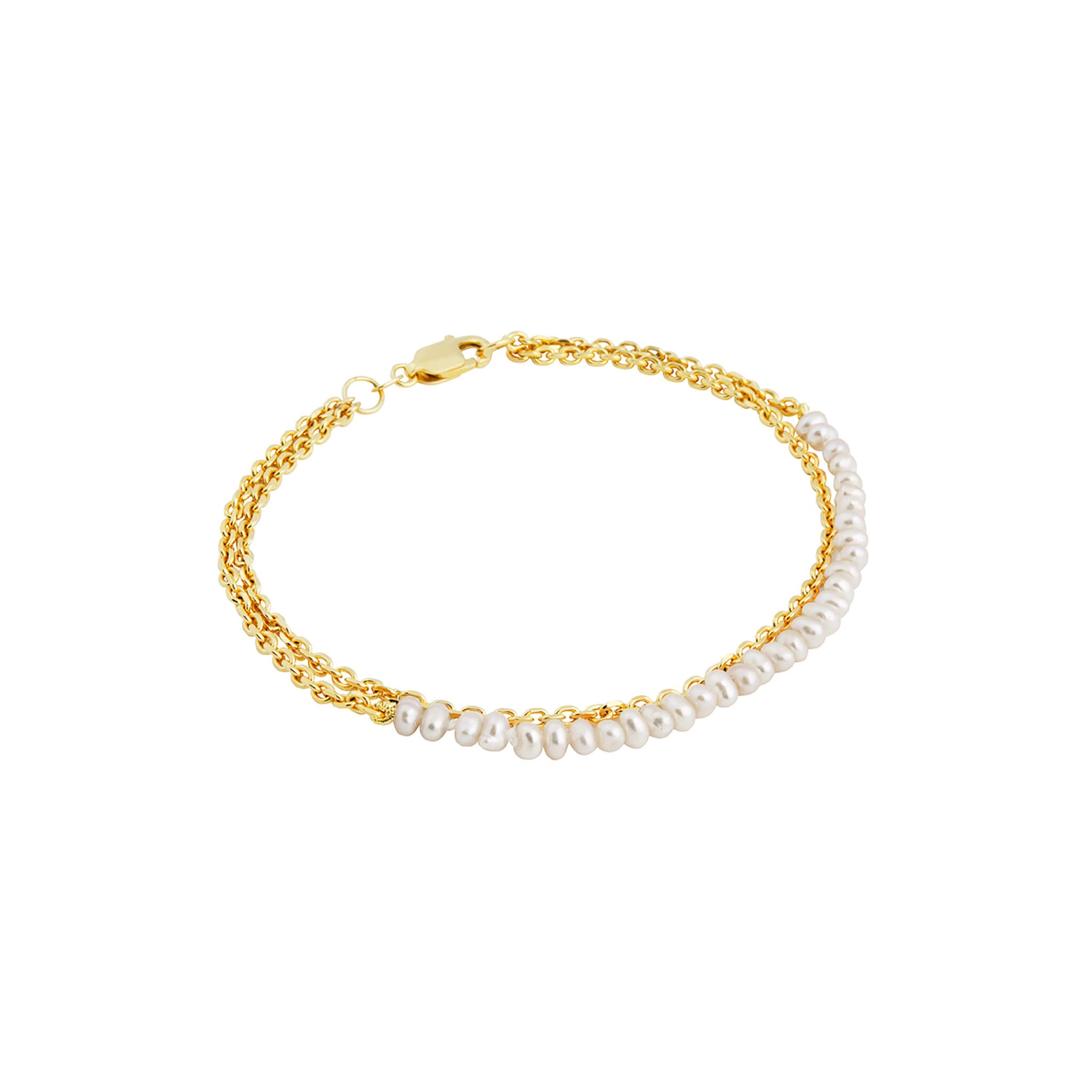 gold-plated jacky bracelet with white pearls