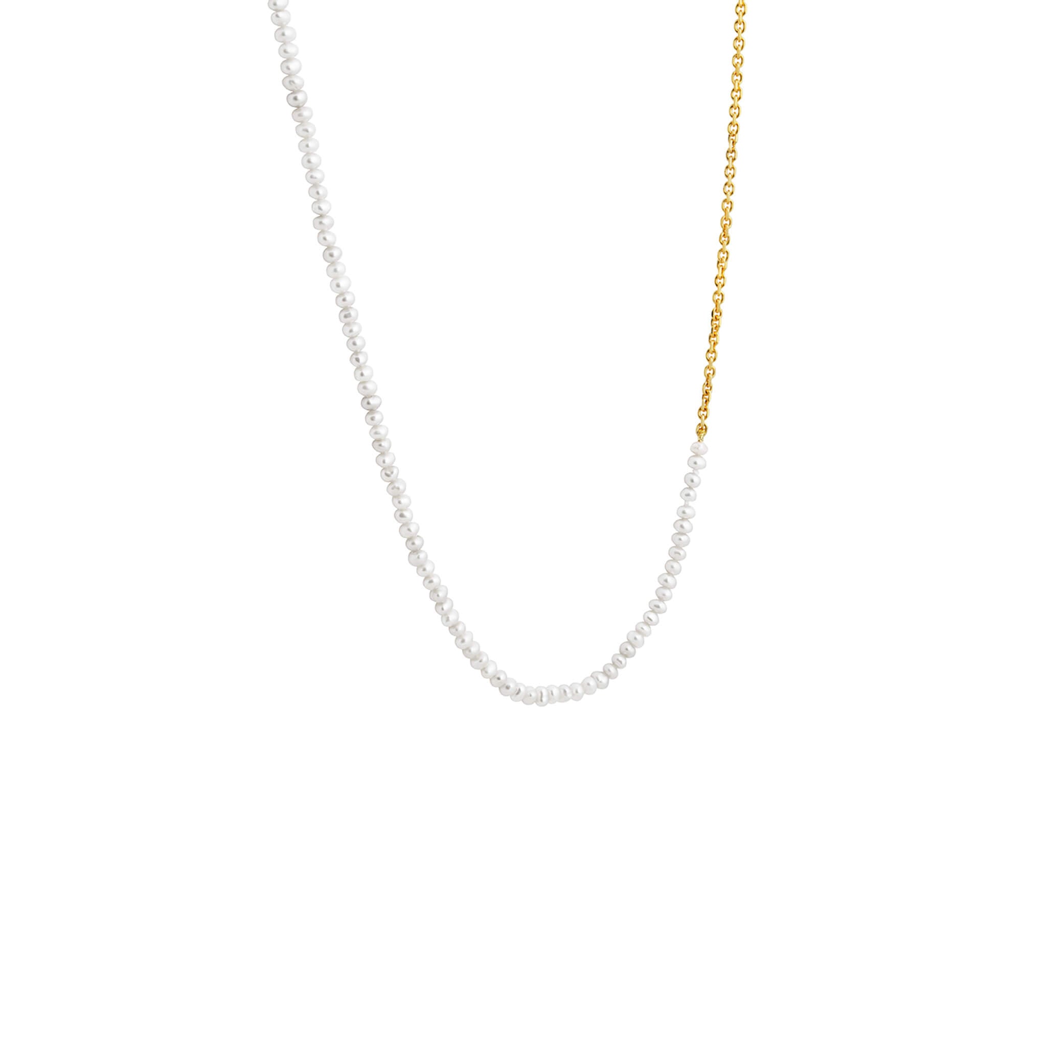 gold-plated jacky necklace with white pearls