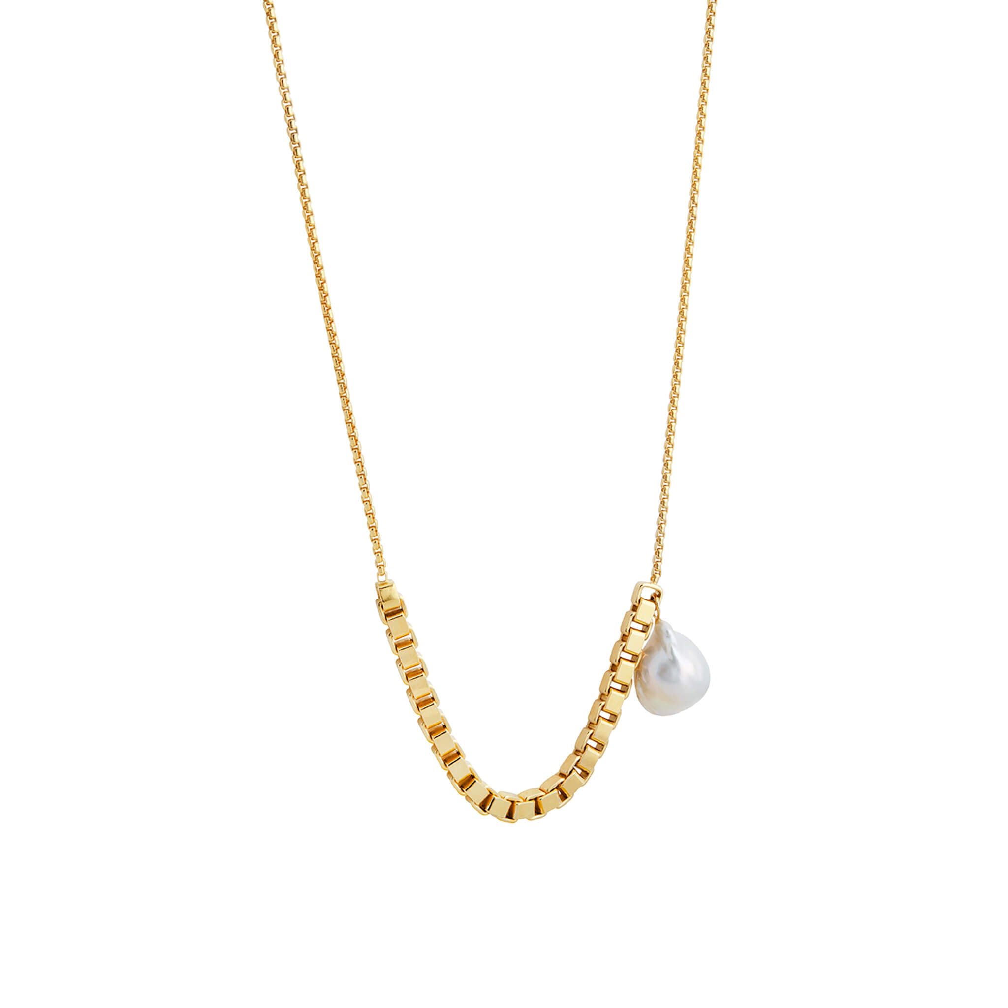 gold-plated statement baroque pearl necklace