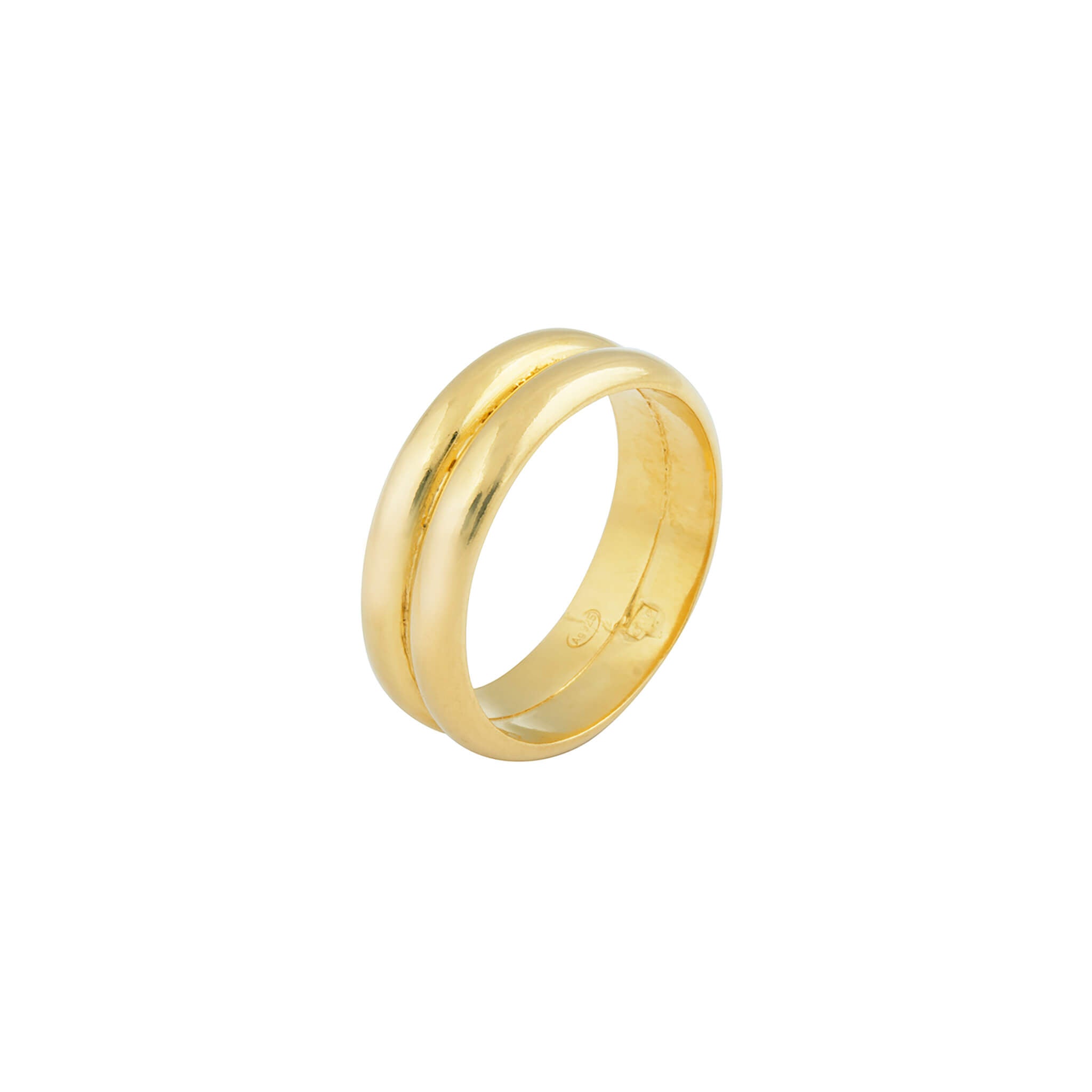 gold-plated double half-round ring