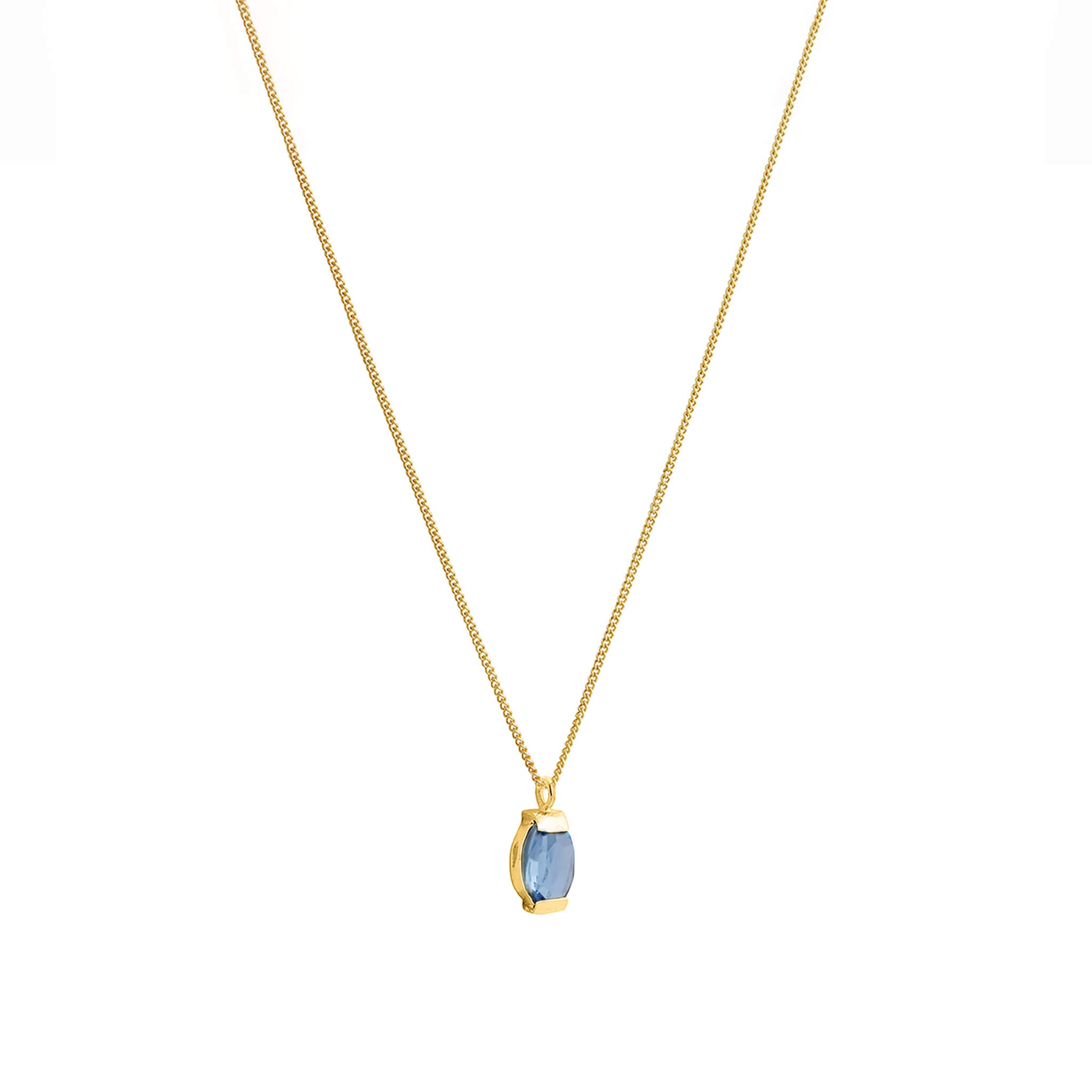 gold-plated colon necklace with vintage blue stone