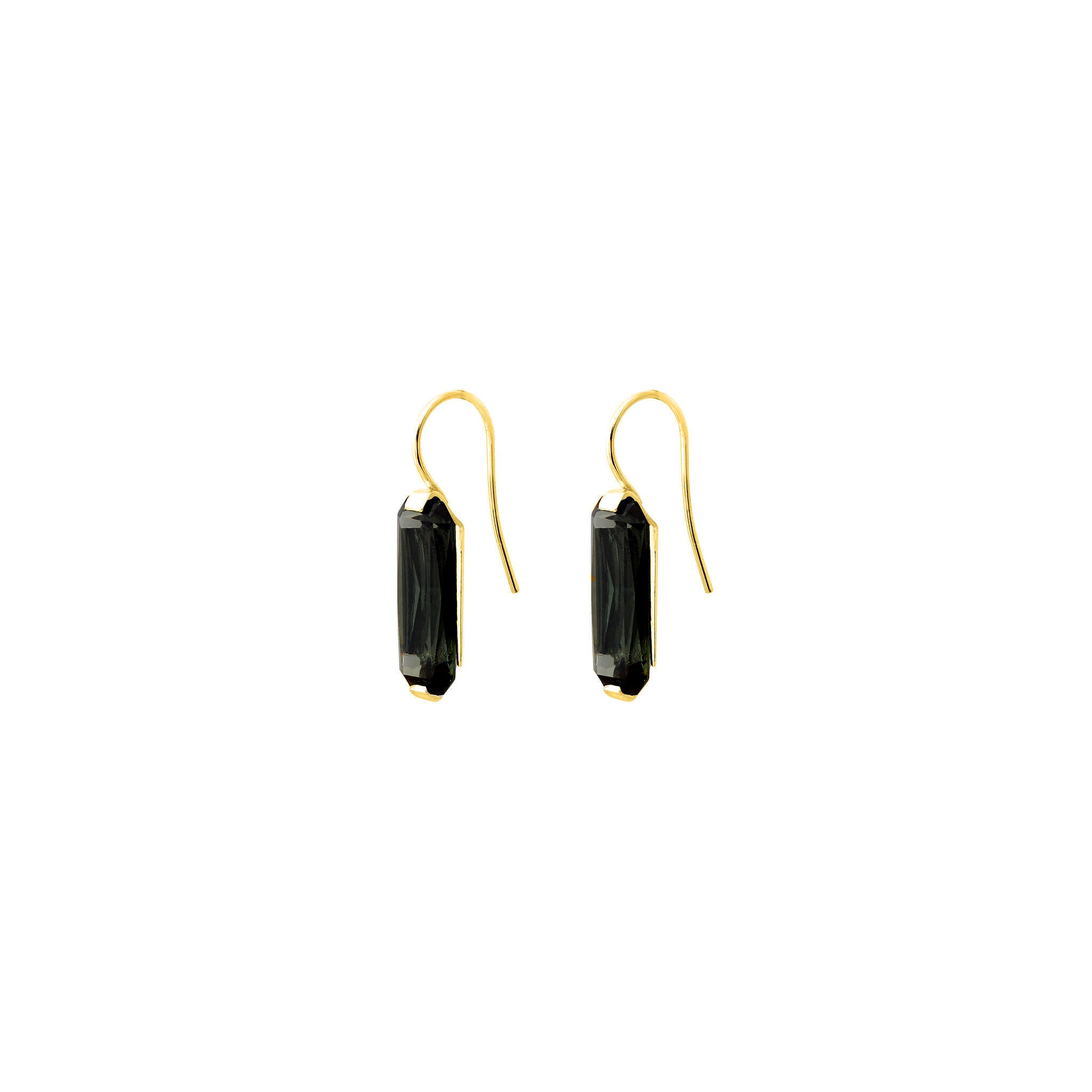 gold-plated apex hook earrings with vintage green stone