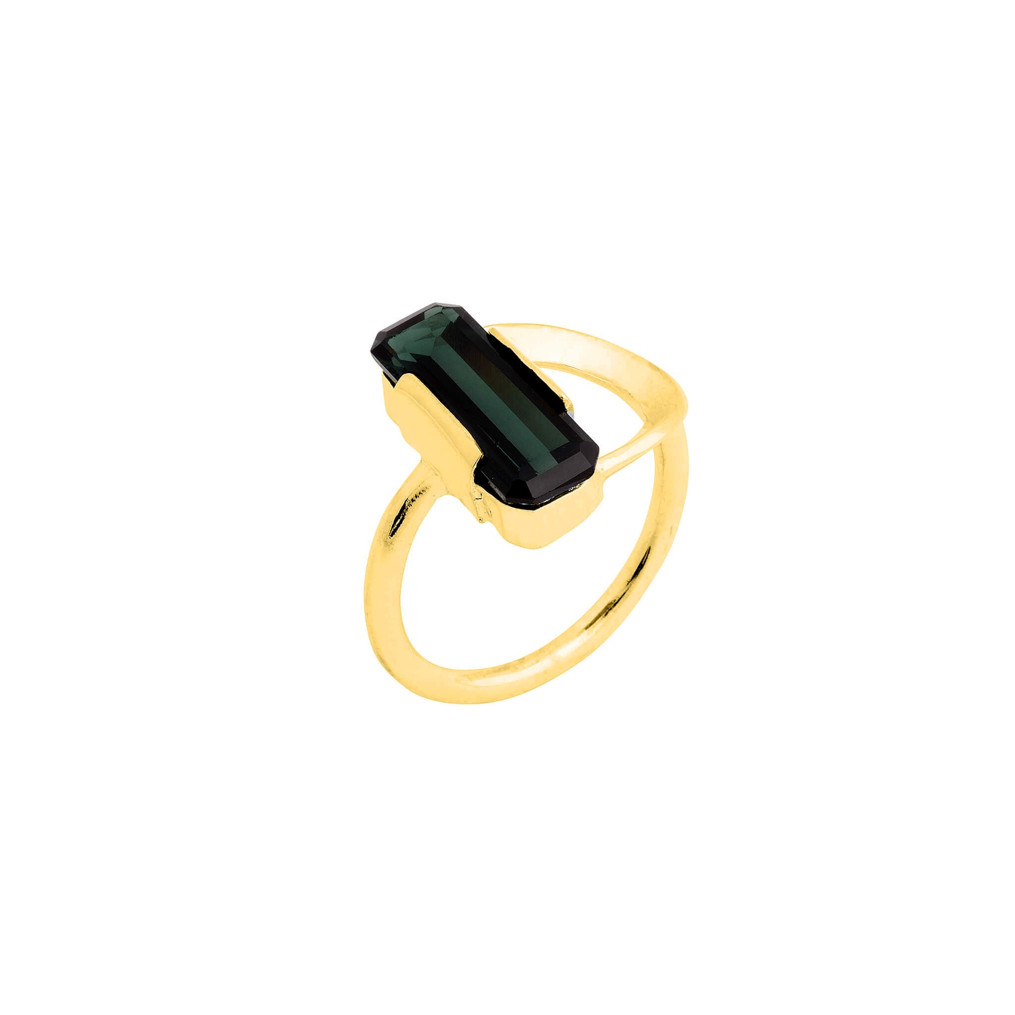 gold-plated apex ring with vintage green stone