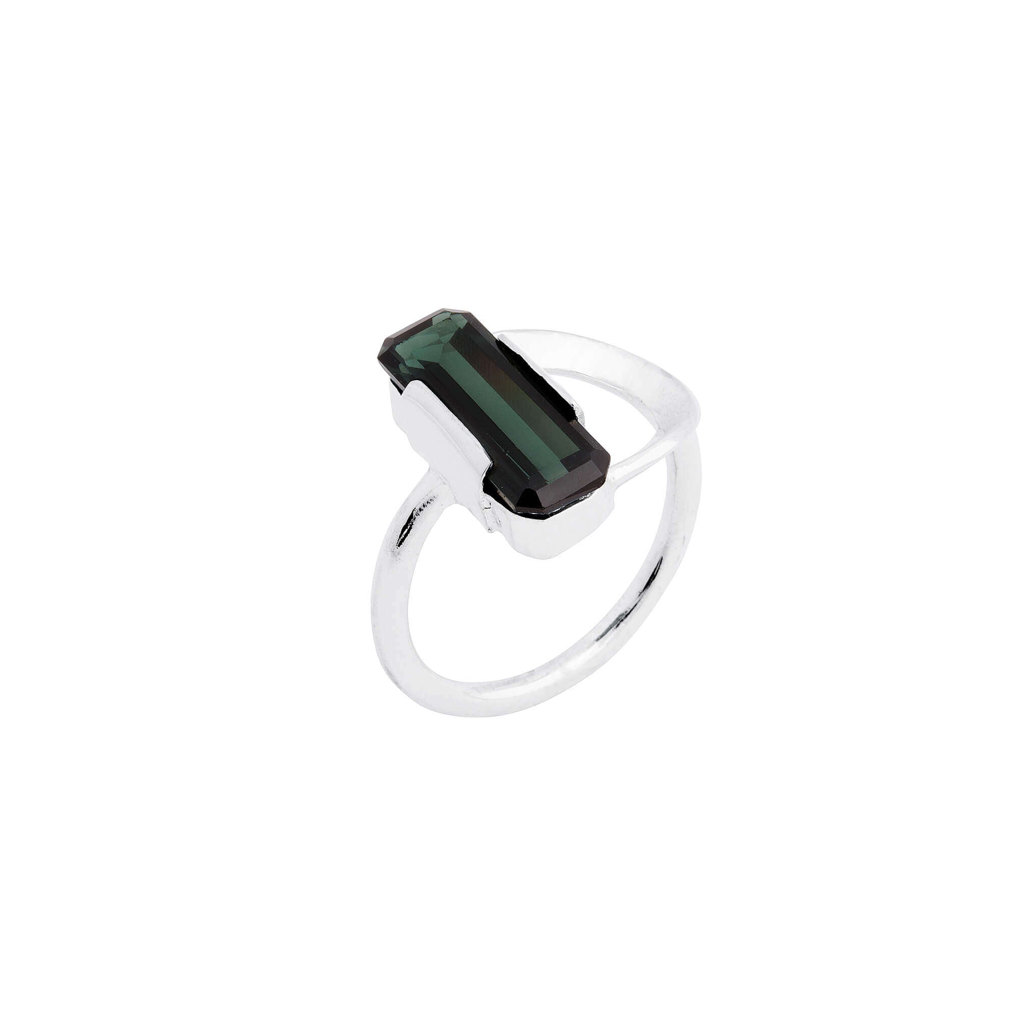 silver apex ring with vintage green stone