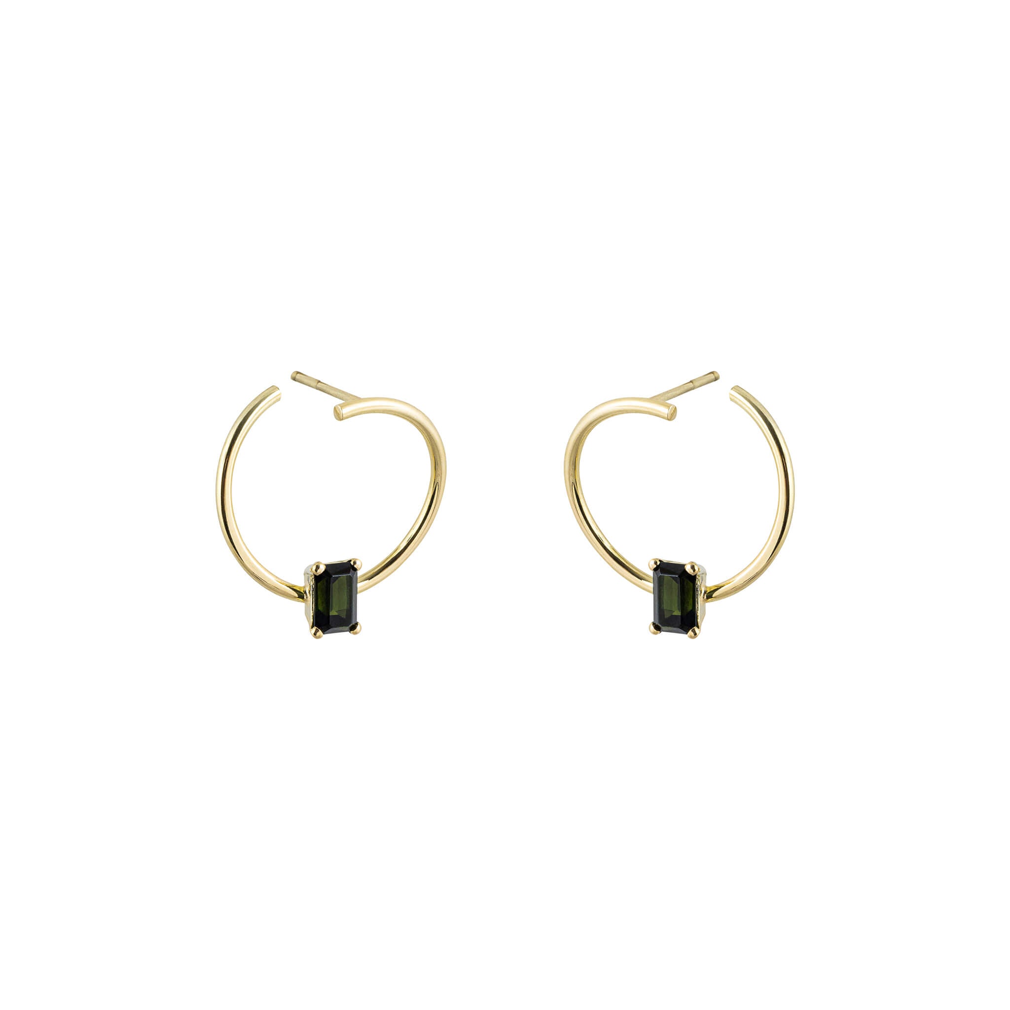 18-carat yellow gold tourmaline hoops