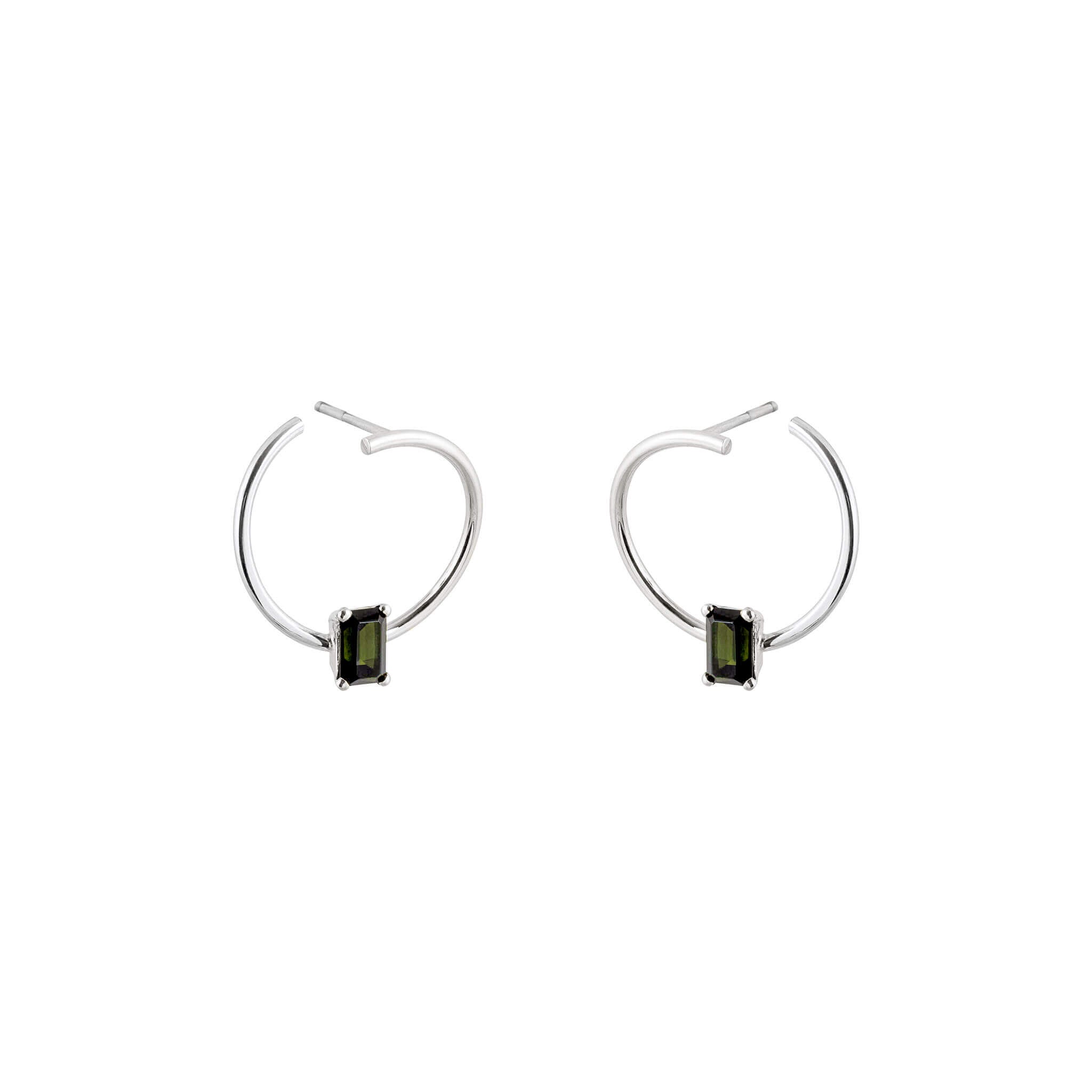 18-carat white gold tourmaline hoops