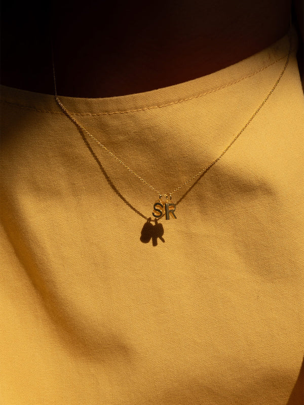Initials necklace with letters S & R