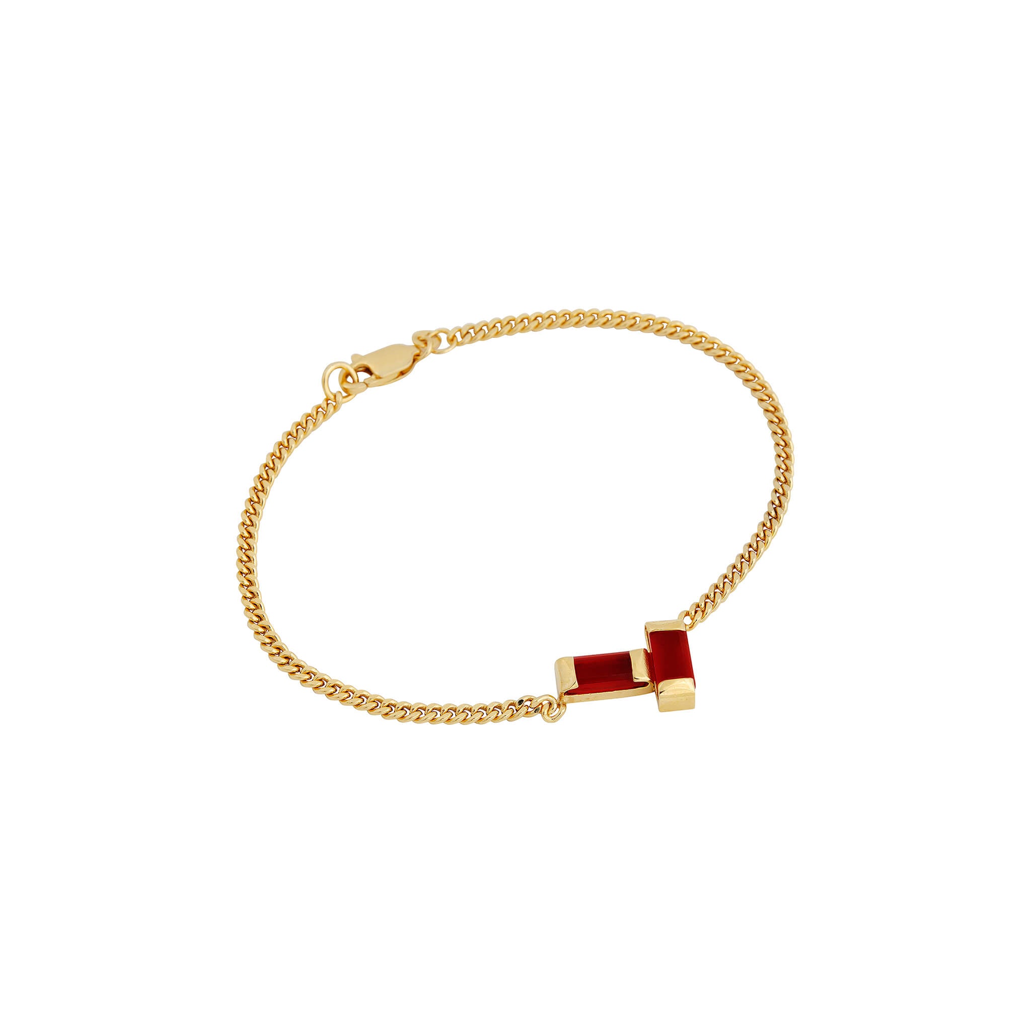 gold-plated bar bracelet with carnelian agate