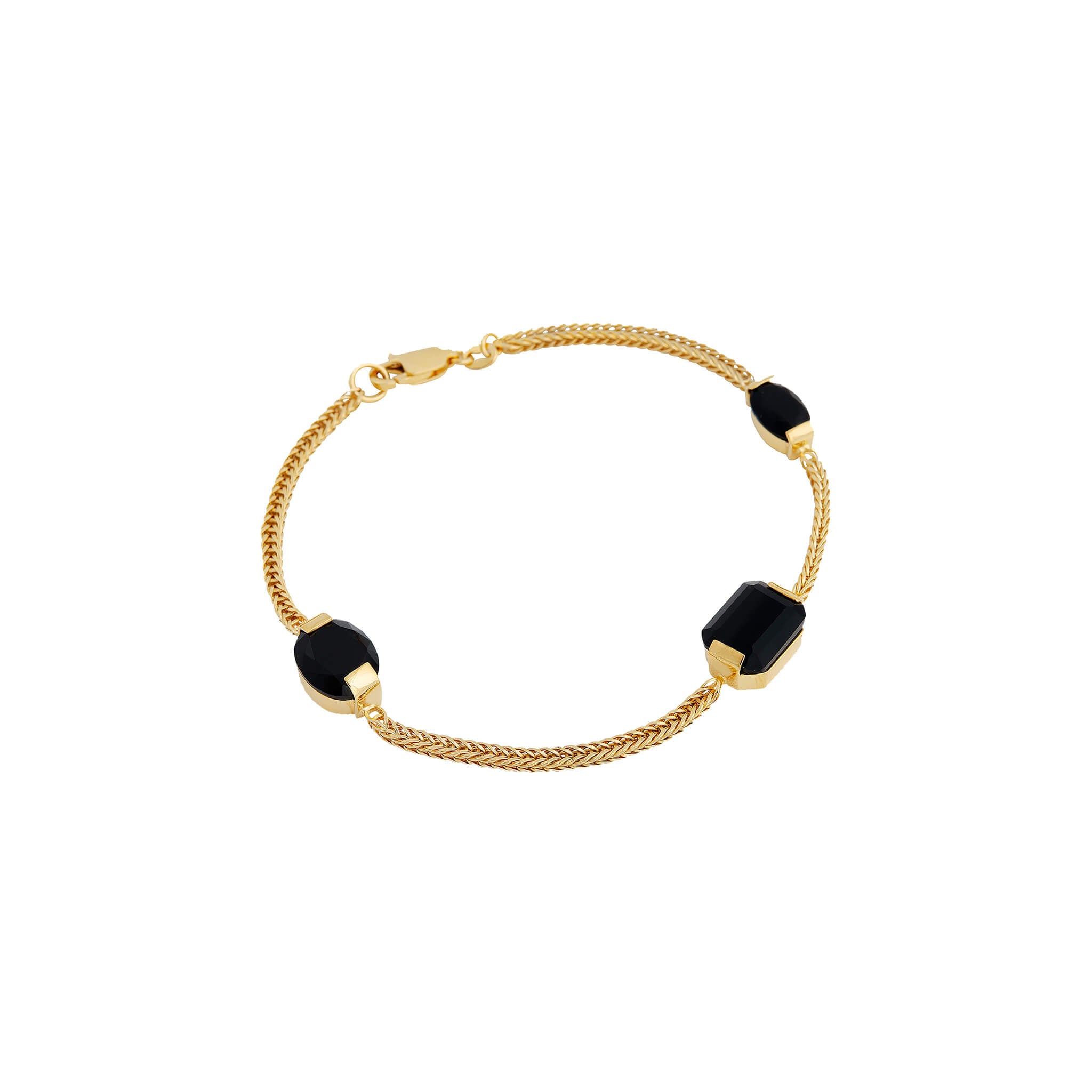 gold-plated serif bracelet with onyx