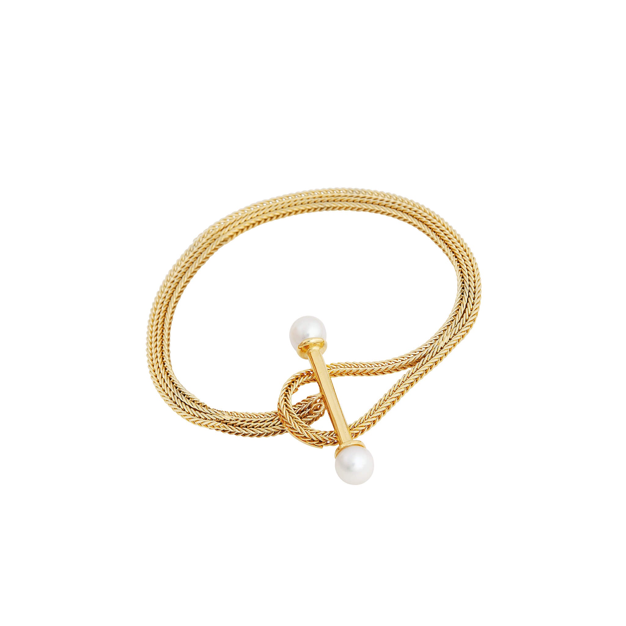 gold-plated sans bracelet with t-lock and pearl