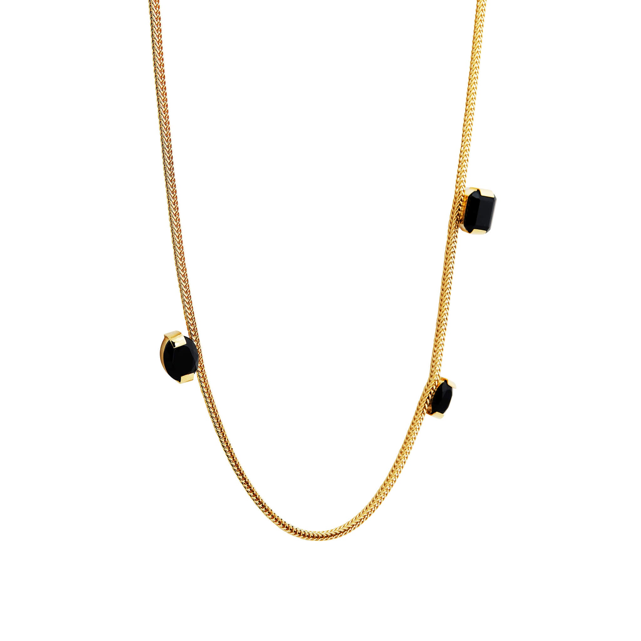 gold-plated serif necklace with onyx