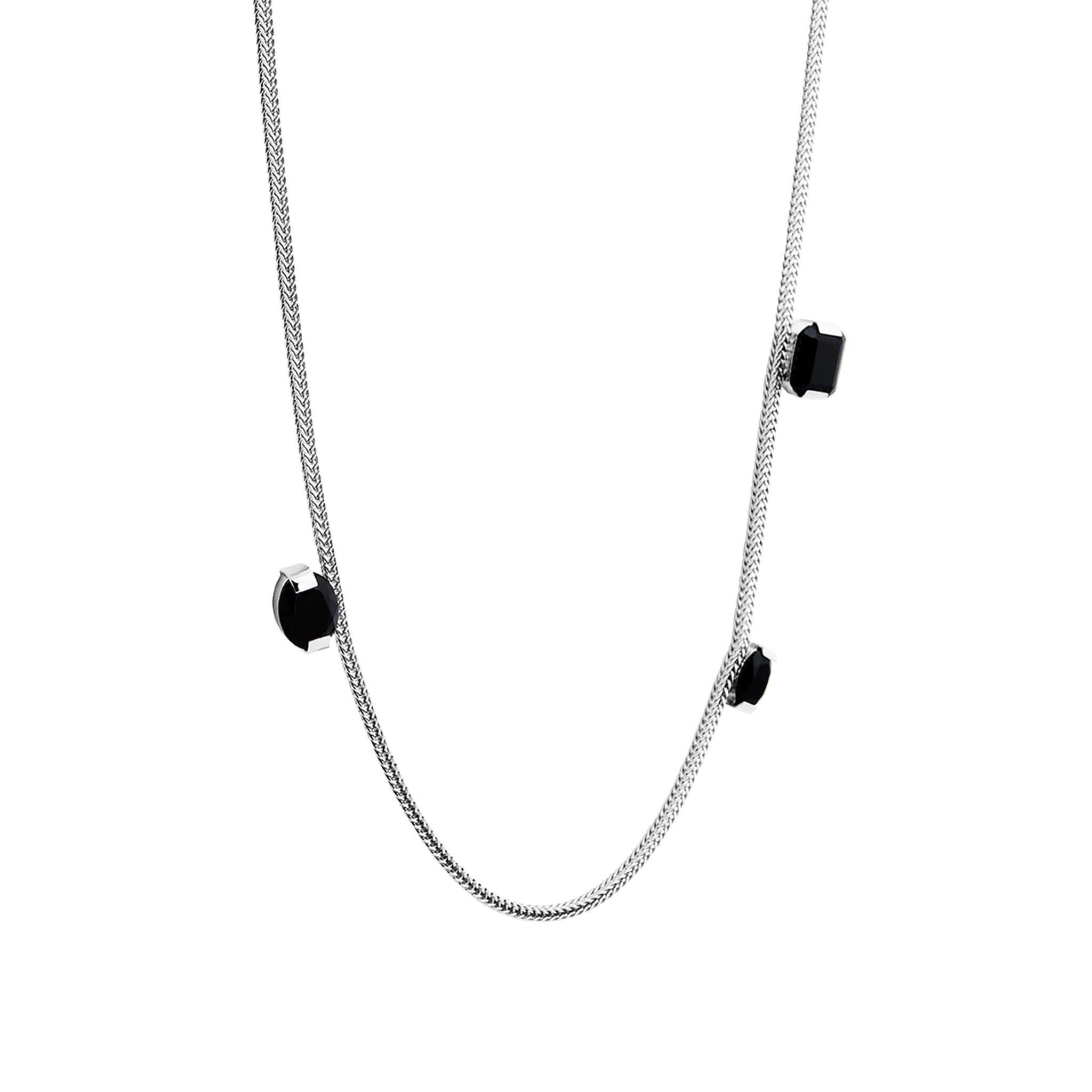 silver serif necklace with onyx