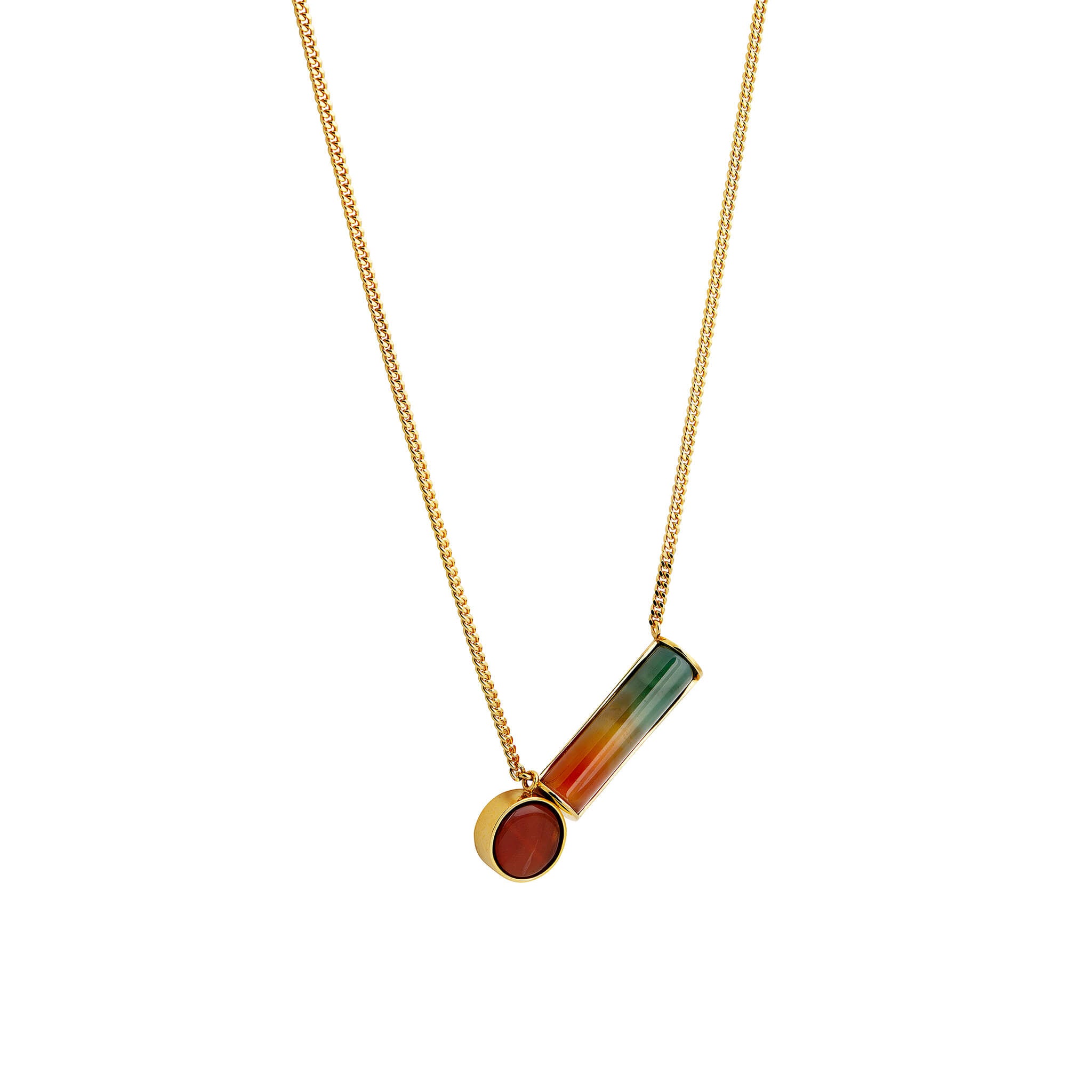 gold-plated stem necklace with agate