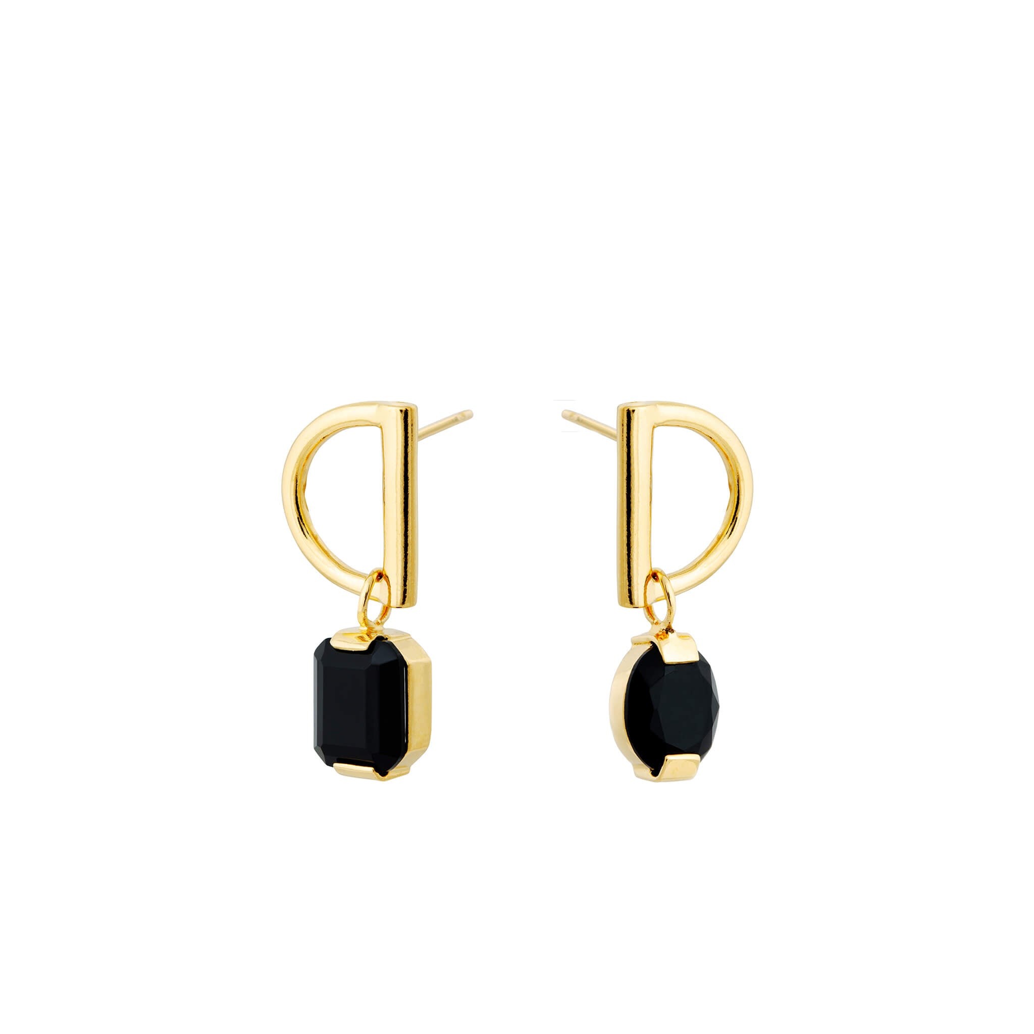 gold-plated serif necklace with onyx