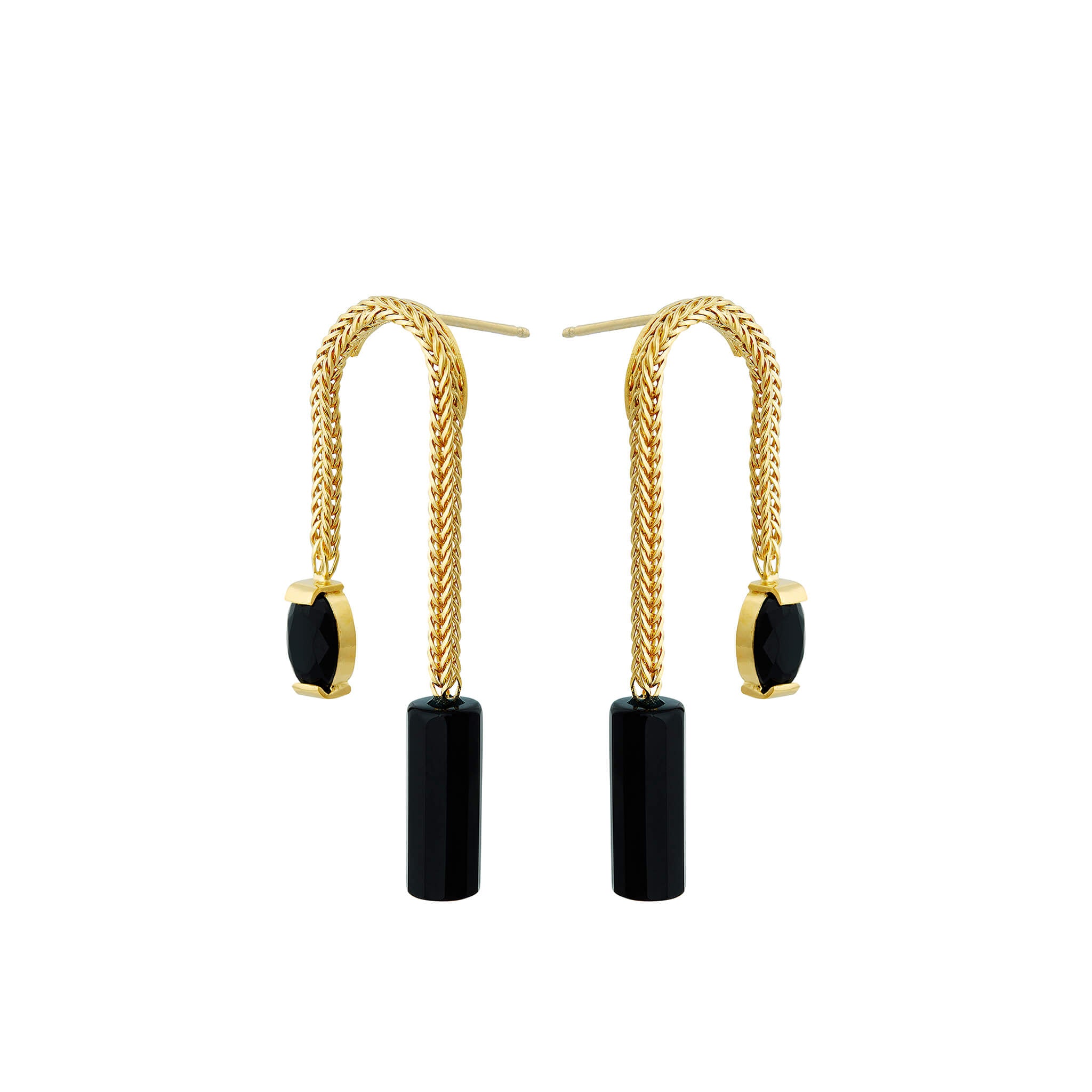 gold-plated sans earrings with agate and onyx