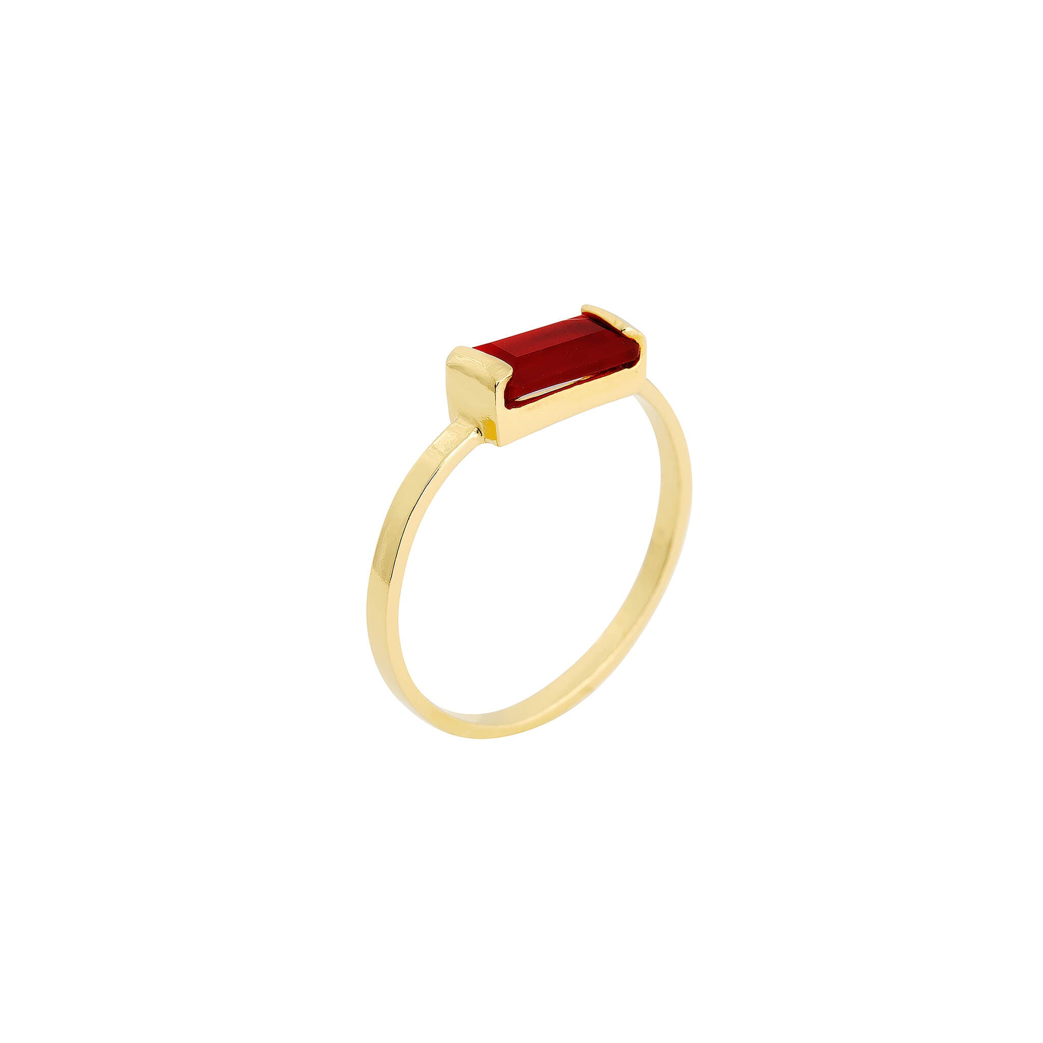 gold-plated bar ring with carnelian agate