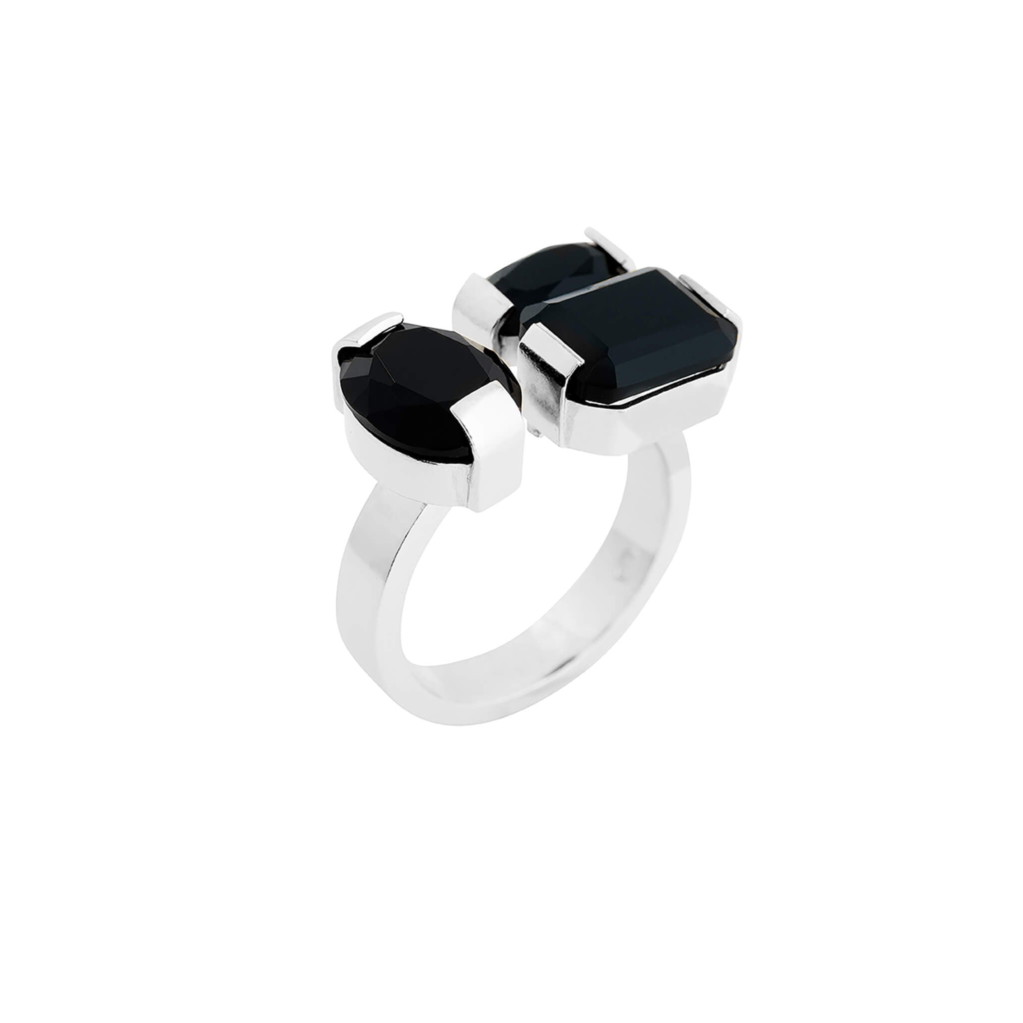 silver serif ring with onyx