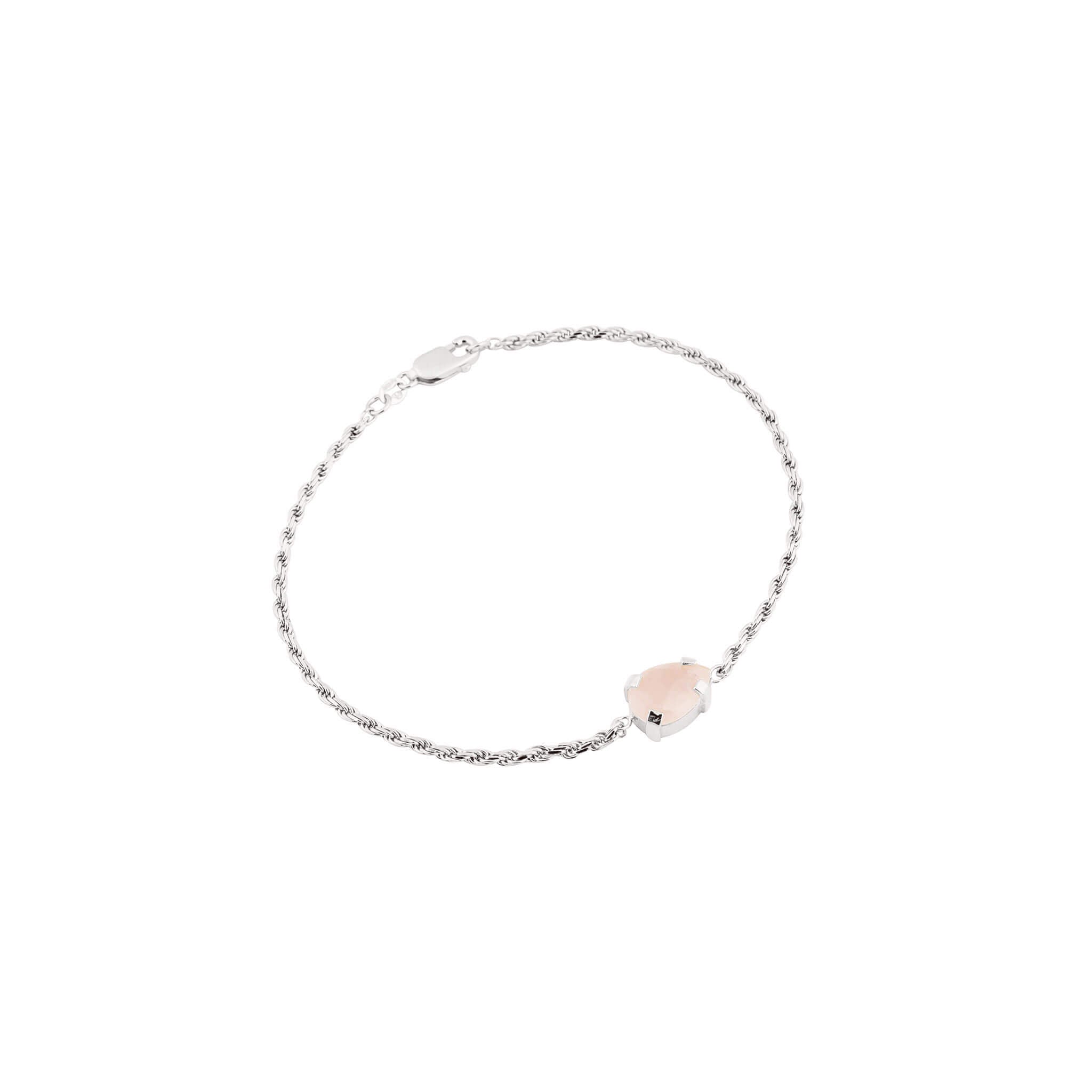 silver milestone bracelet with rose quartz