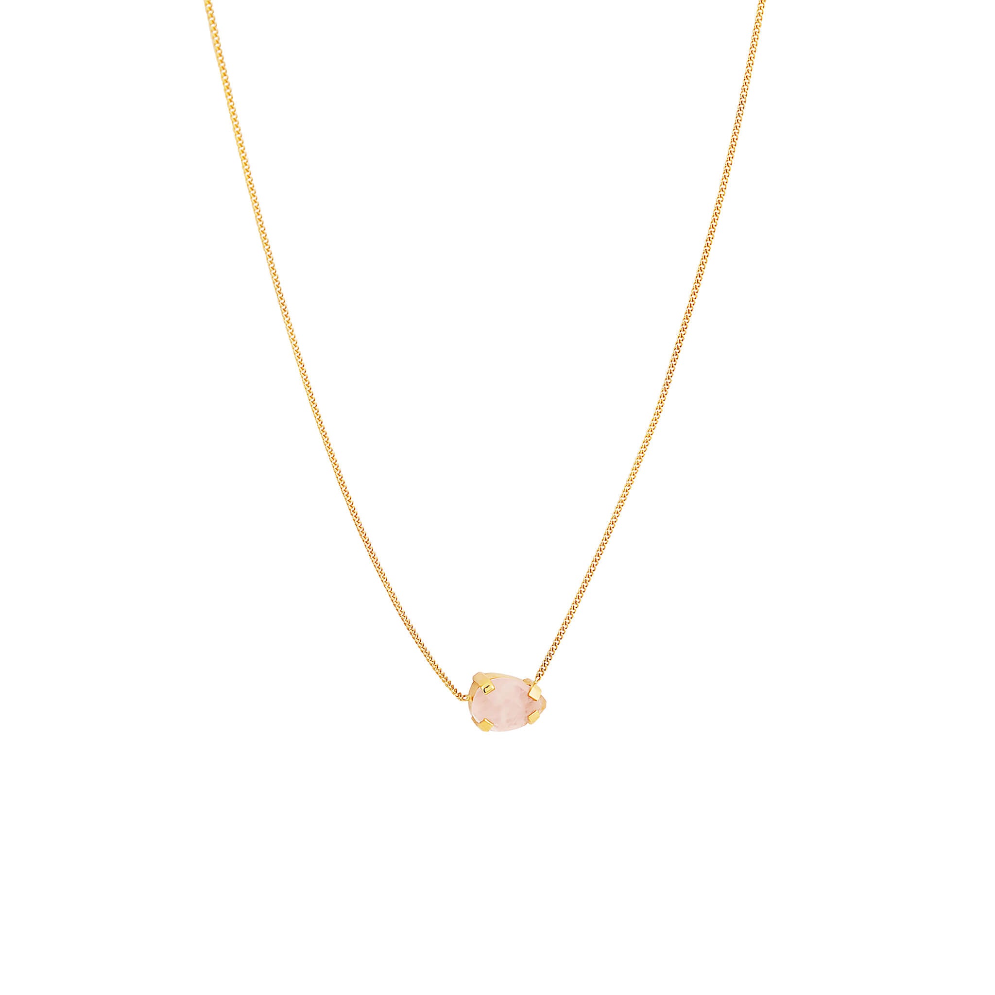 gold-plated milestone necklace with rose quartz