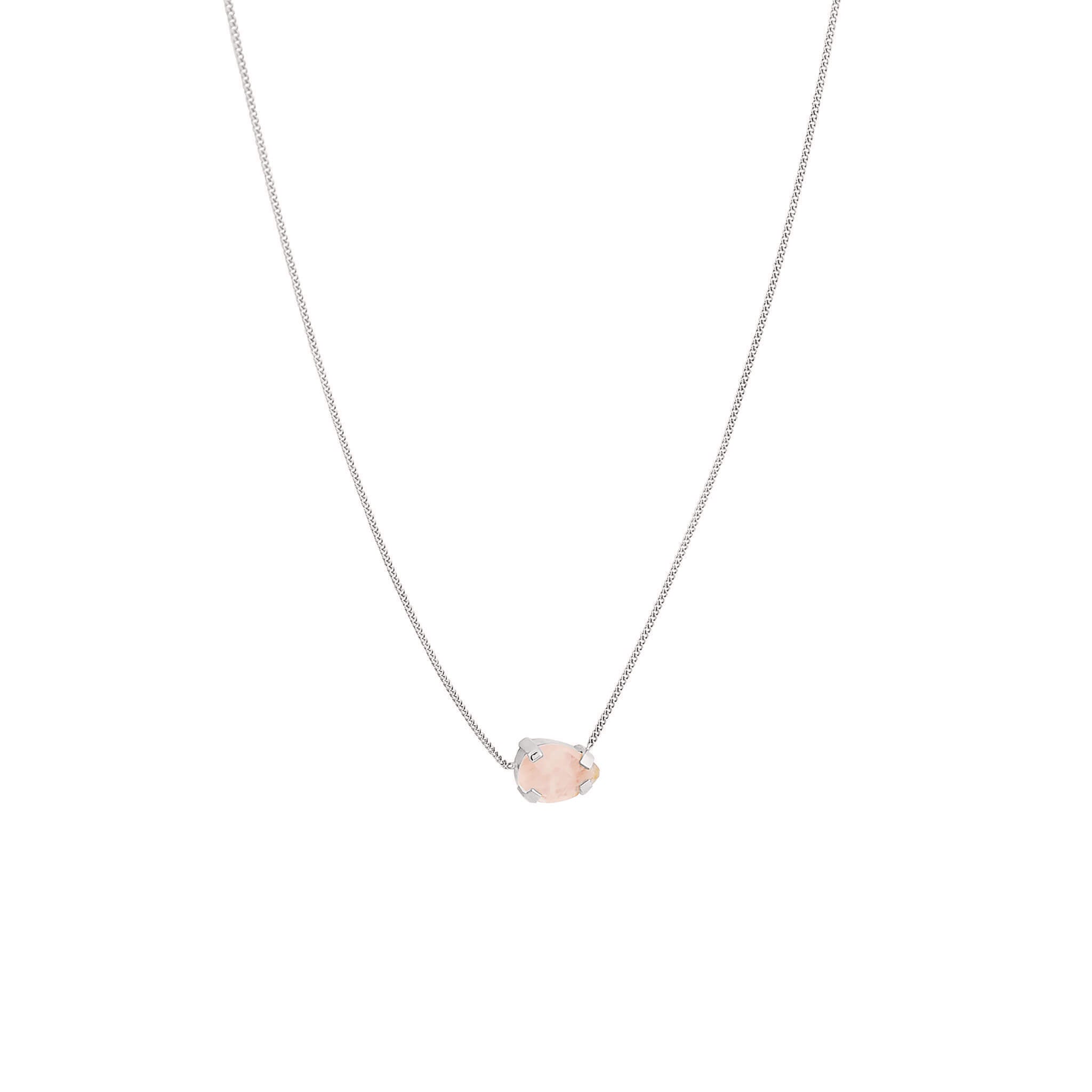 silver milestone necklace with rose quartz