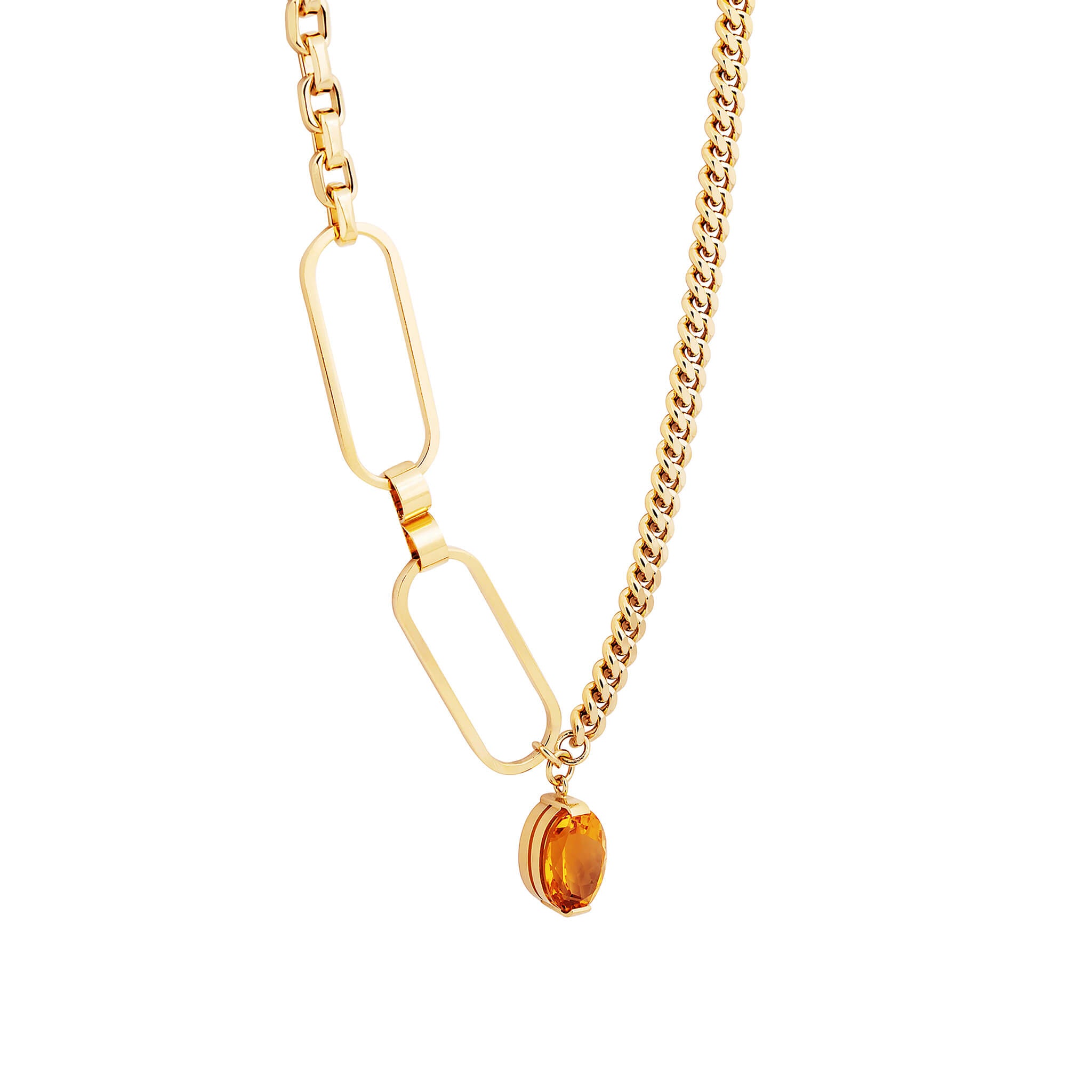 gold-plated scale necklace with citrine