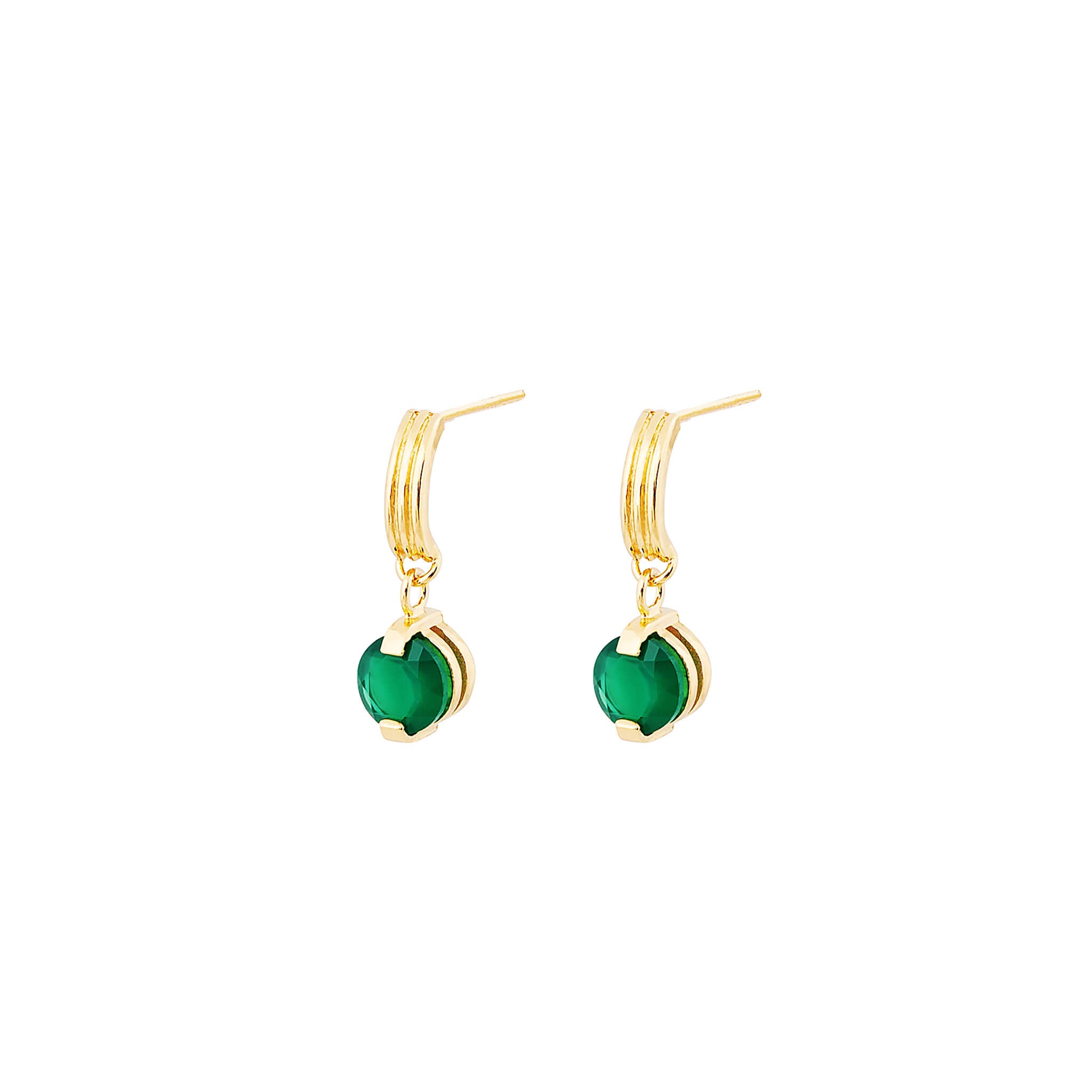 gold-plated etape earrings with agate