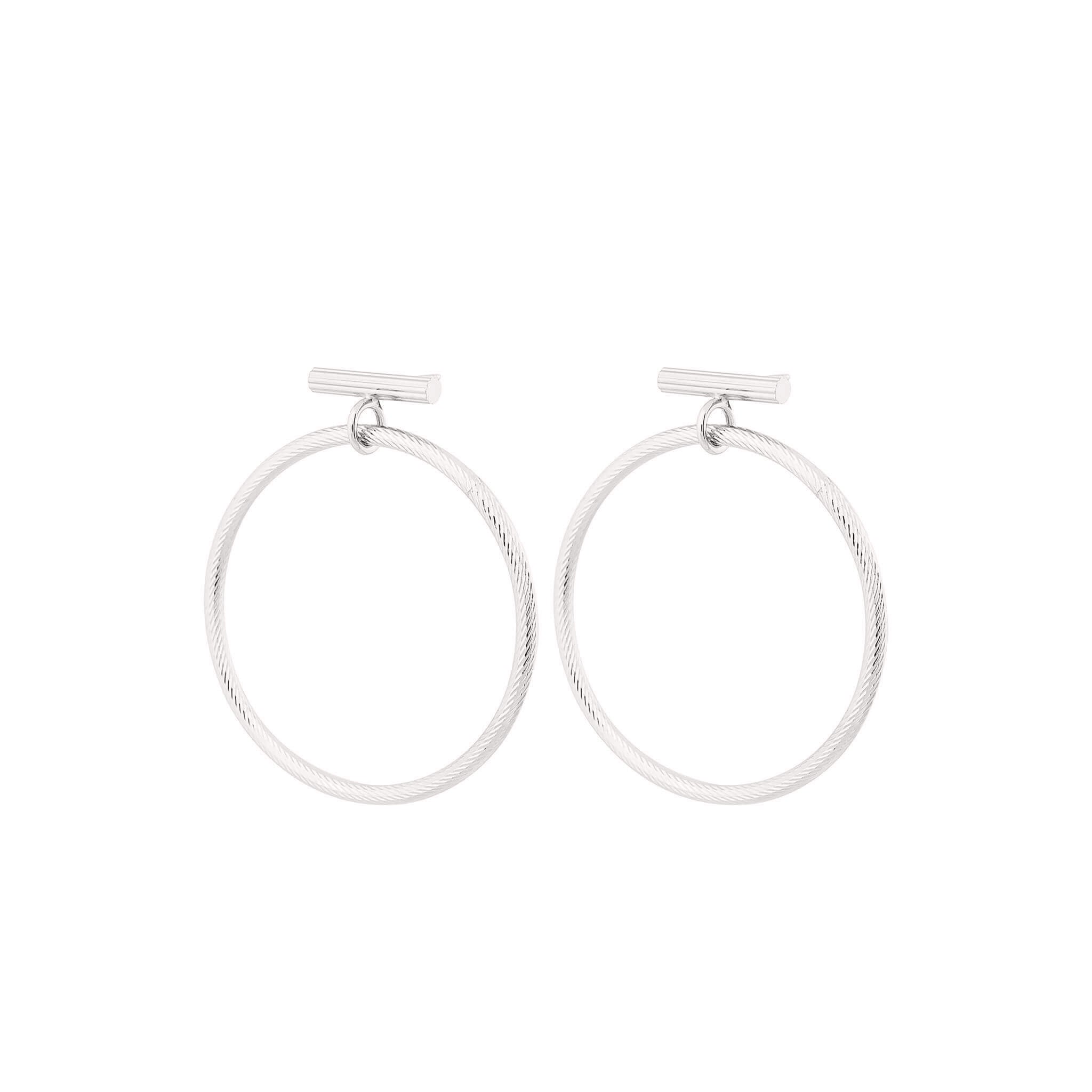 silver carve hoop earrings