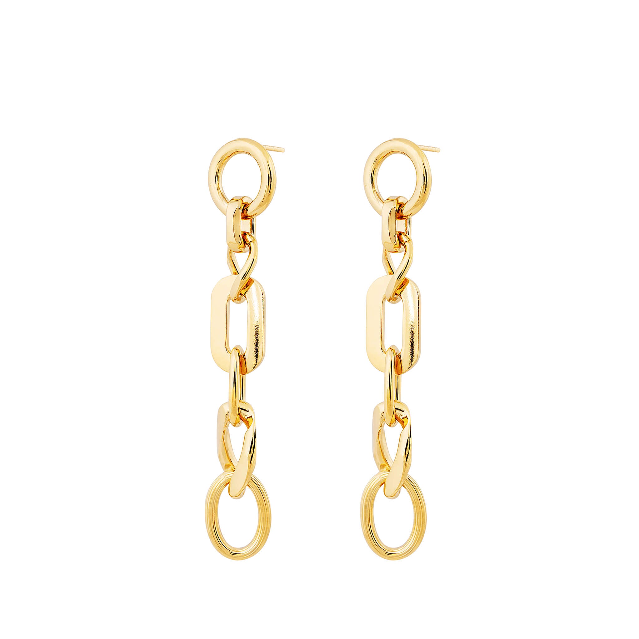 gold-plated carve drop earrings