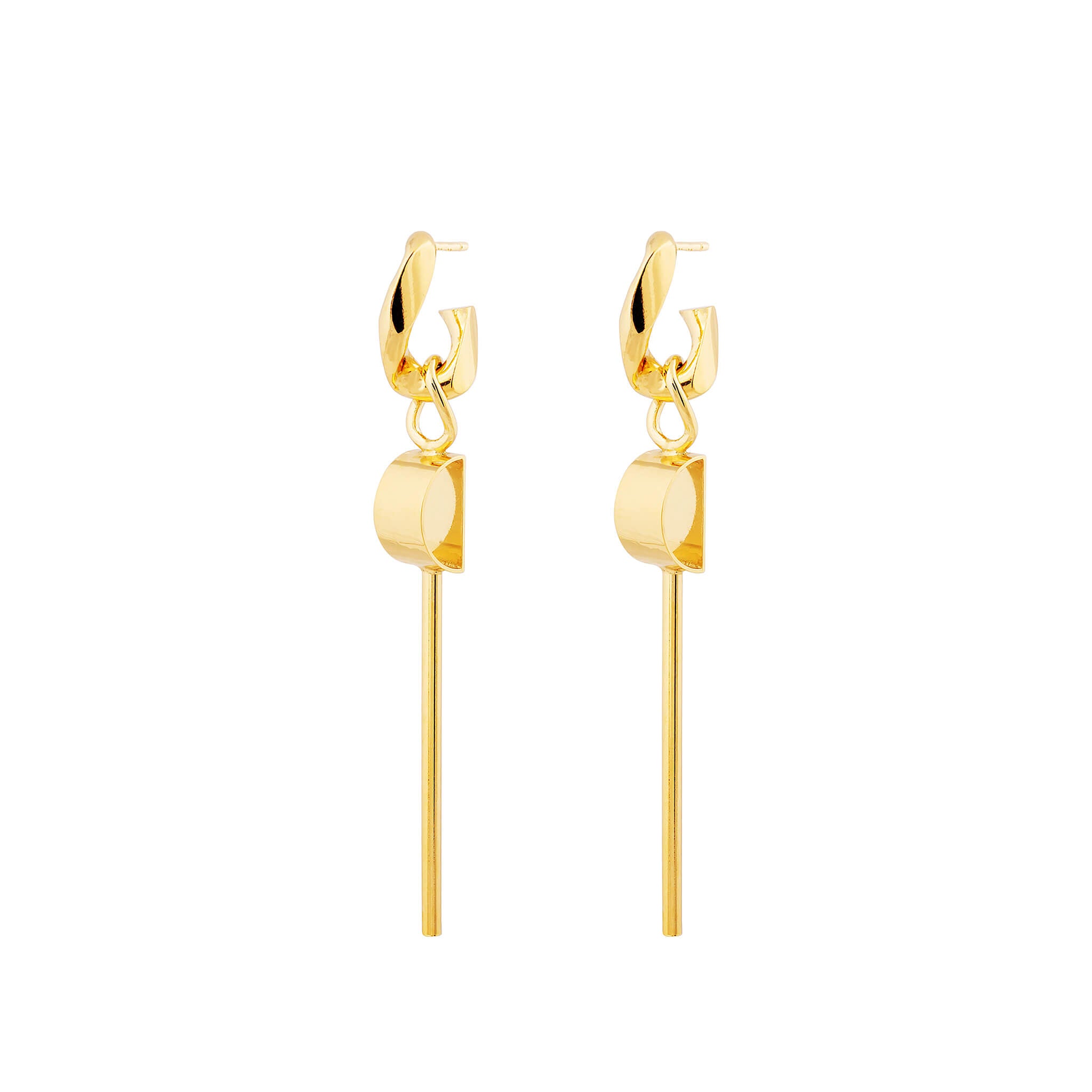 gold-plated concave earrings