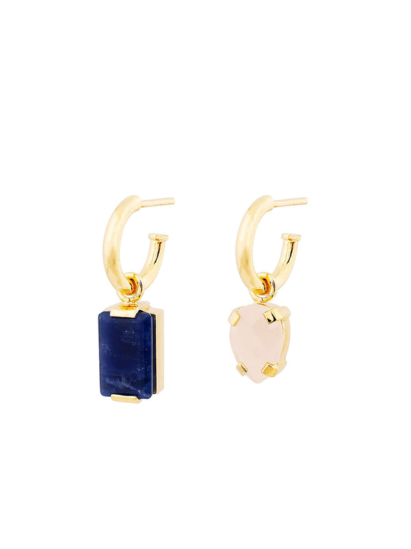 gold-plated milestone hoops rose quartz and sodalite