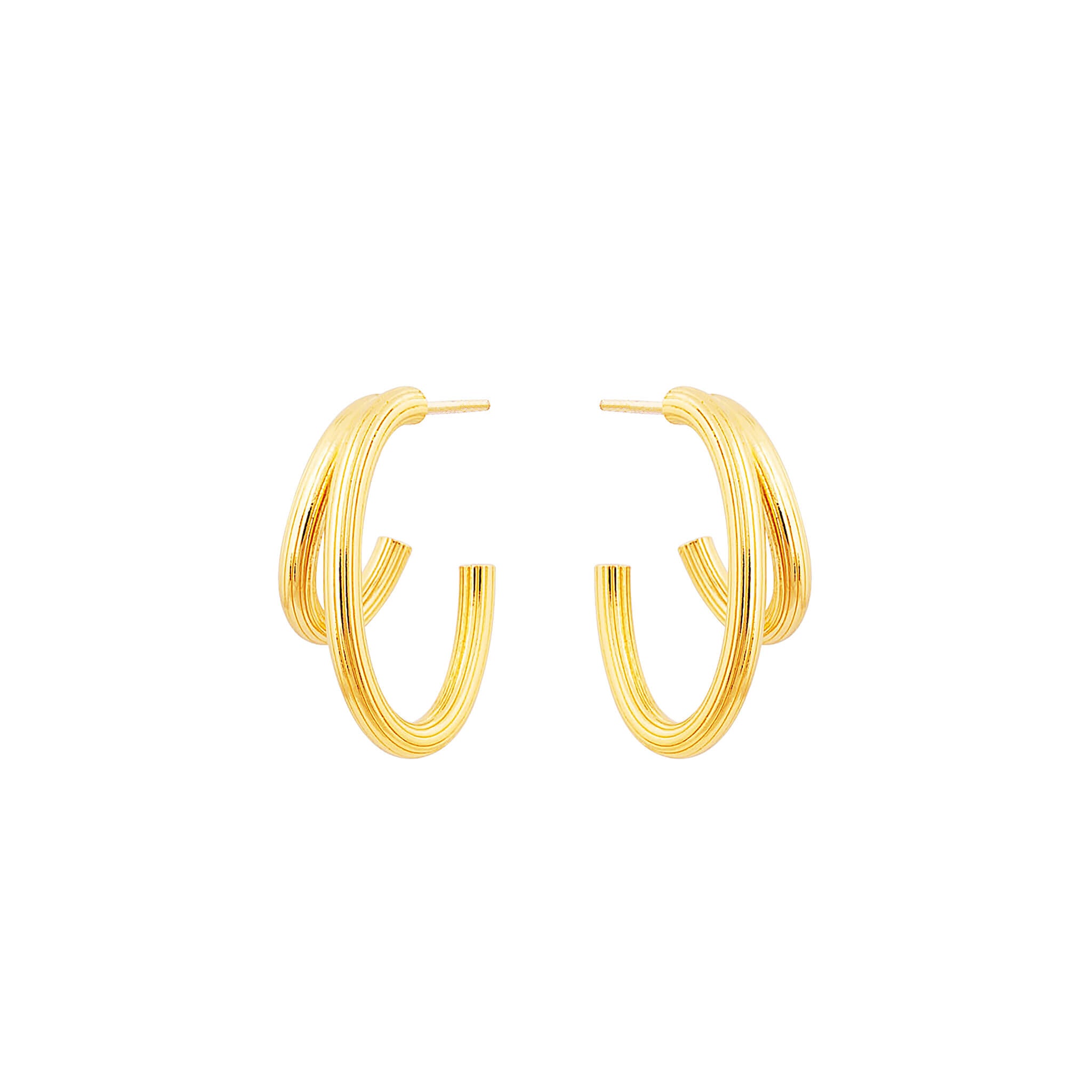 gold-plated carve double hoops