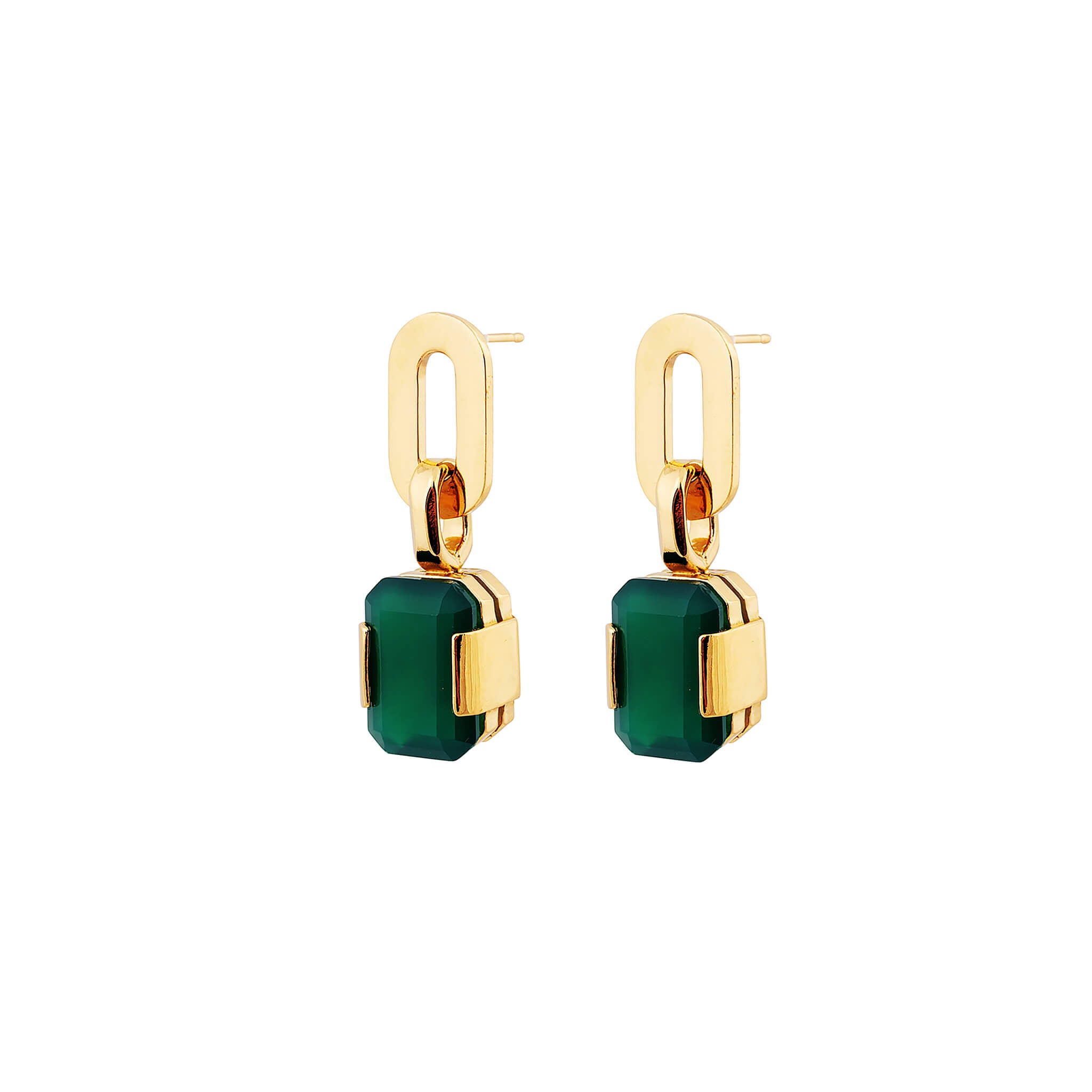 gold-plated heritage earrings with agate